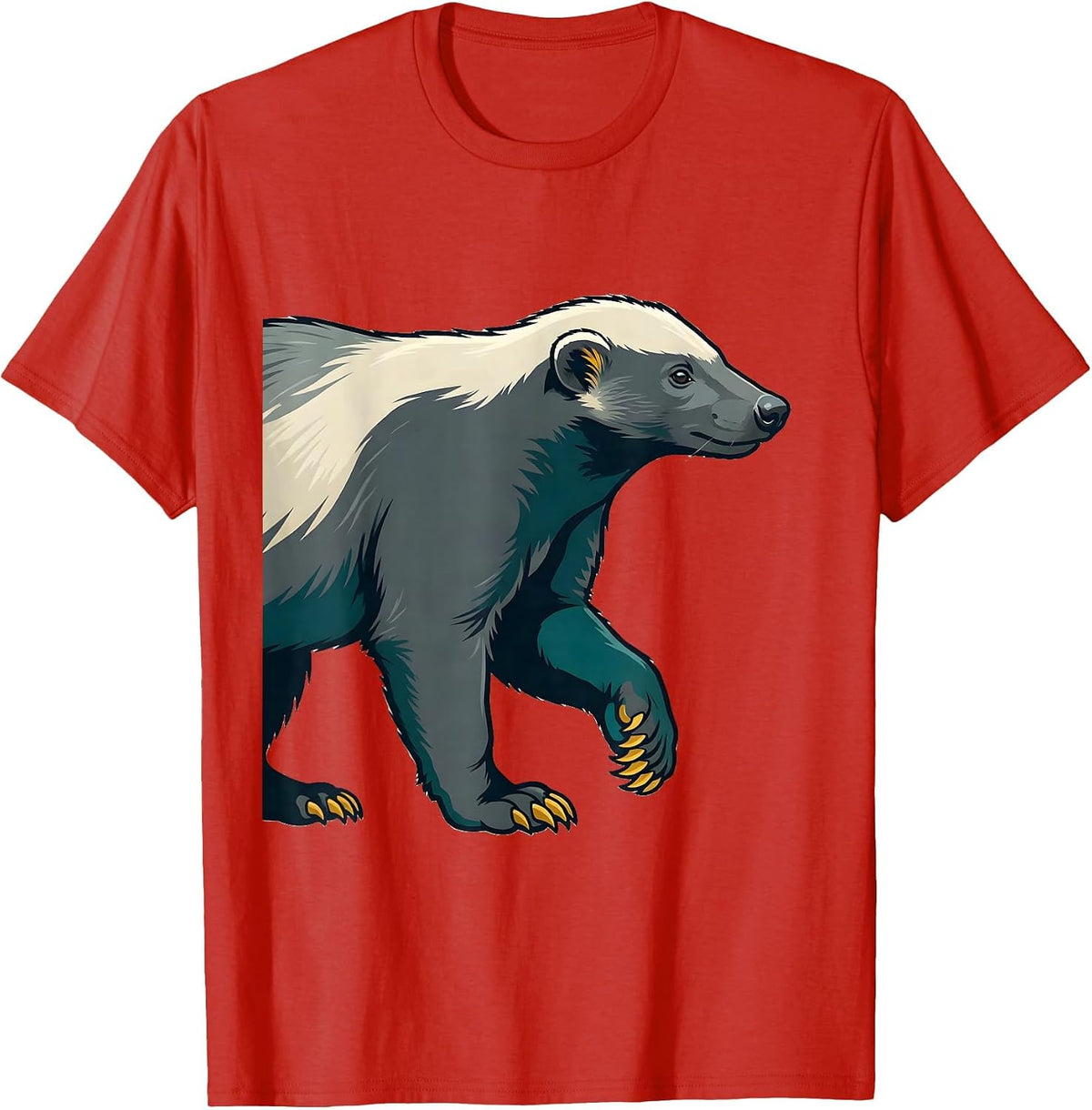 Men's Honey Badger Flat Vector Funny Animal Humor T-Shirt - Red