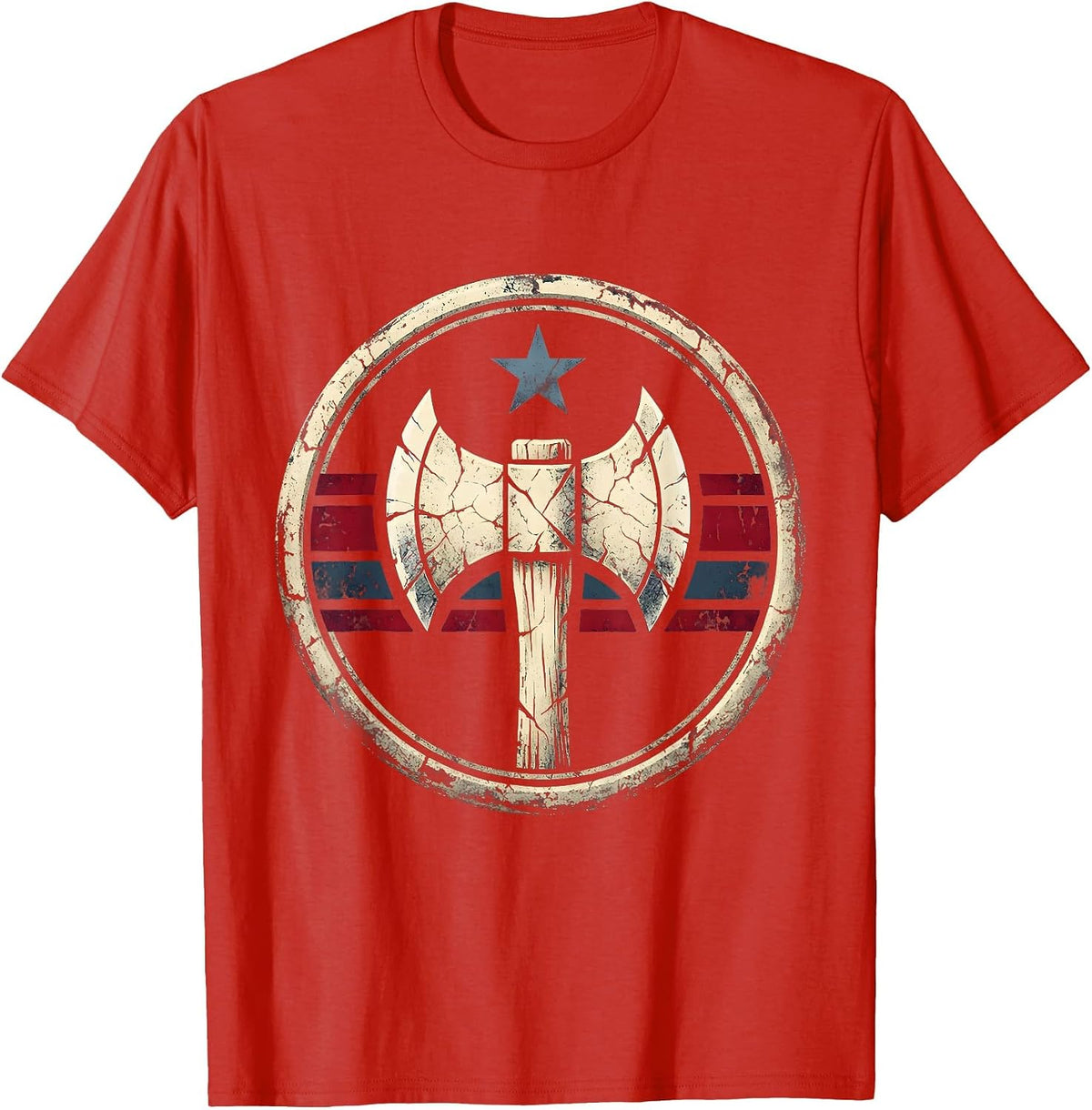 Men's Rugged Lumberjack Splitting Log With Axe T-Shirt - Red