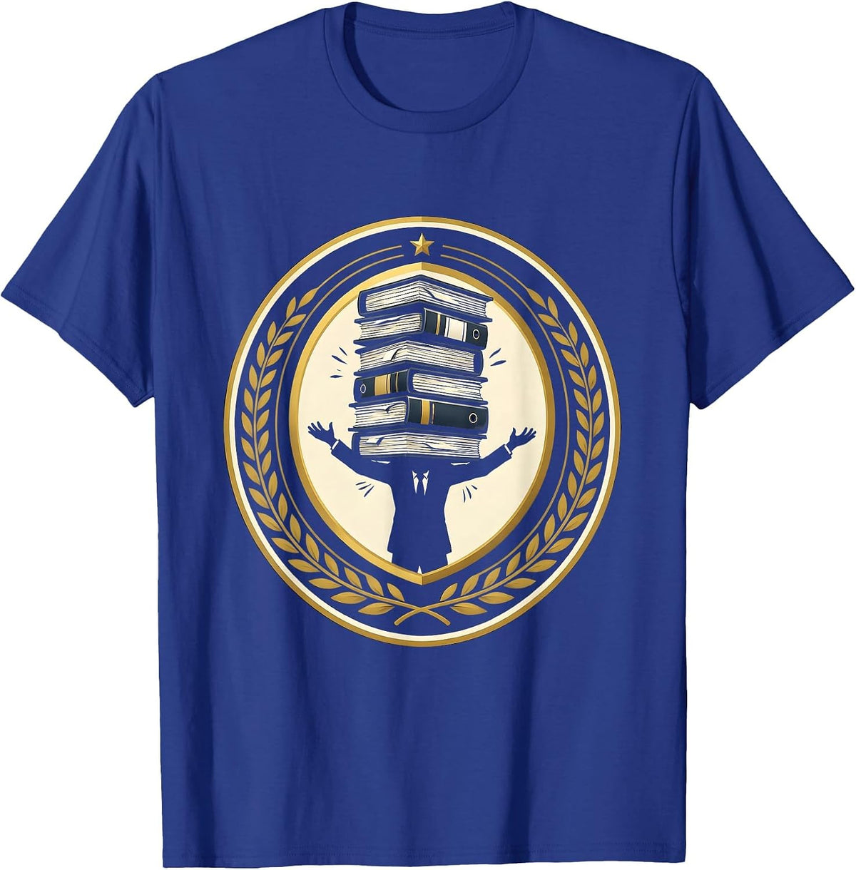Sped Teacher Towering IEP Binders Illustration T-Shirt - Royal Blue