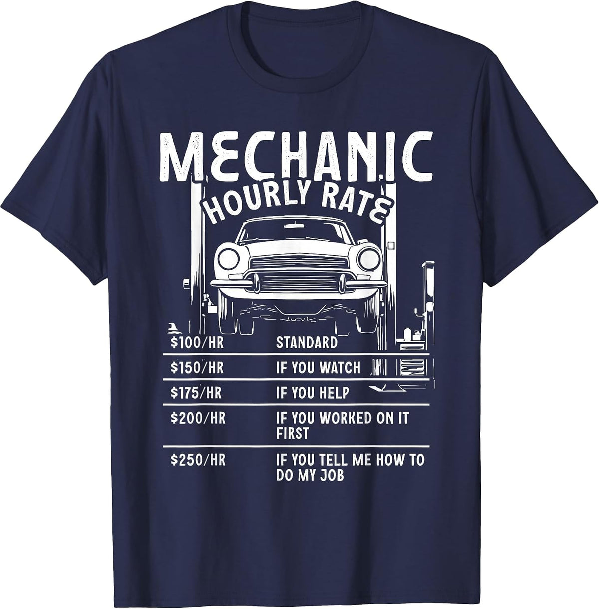 Mechanic Hourly Rate Standard If You Watch Help First T-Shirt - Navy Blue