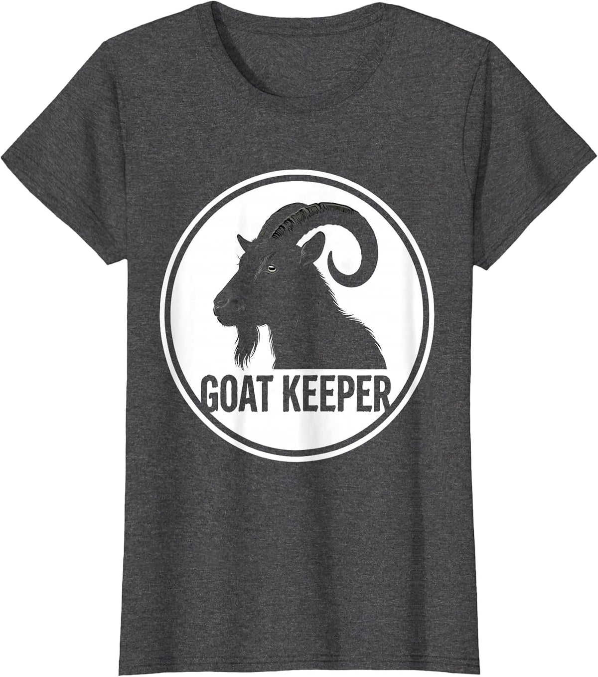 Women's Goat Keeper Badge Patch Line Art Icon Outline Gift T-Shirt - Dark Heather Grey