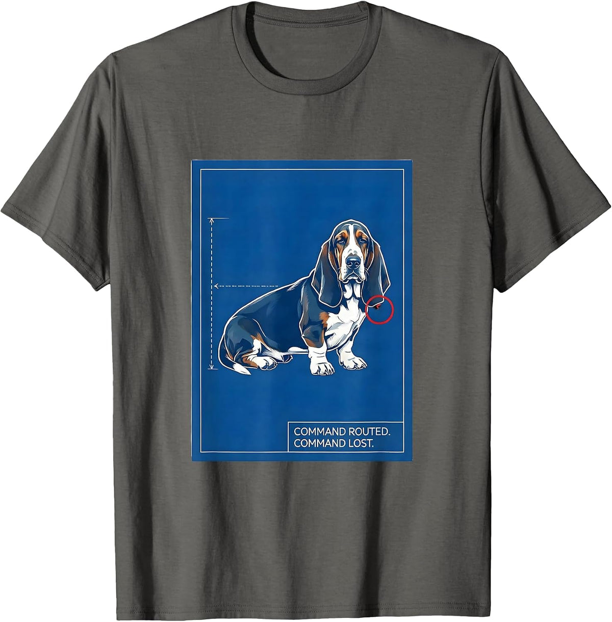 Command Routed Command Lost Funny Basset Hound Dog Owner T-Shirt - Asphalt Grey