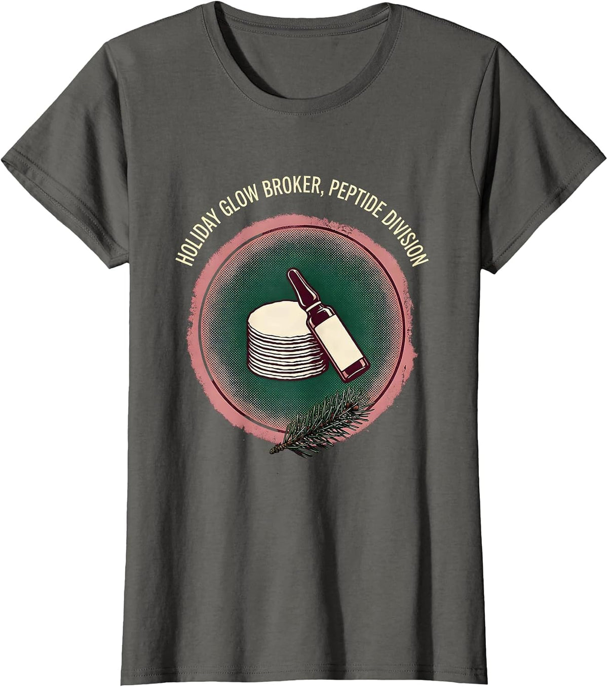 Women's Holiday Glow Broker Peptide Division Esthetician Dermatology T-Shirt - Asphalt Grey