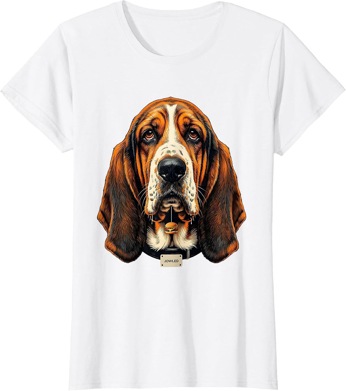 JOWLED Funny Basset Hound Dog Jowls Burger Drooling Dog Mom T-Shirt - White