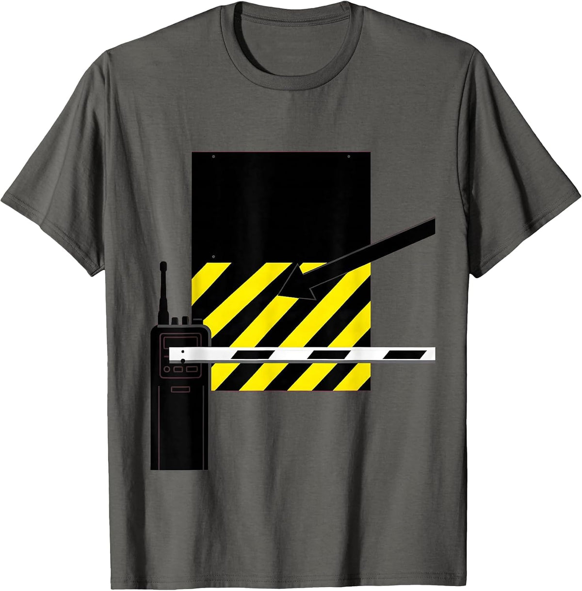 Men's Checkpoint Barrier Bold Security Guard Halloween Costume T-Shirt - Asphalt Grey