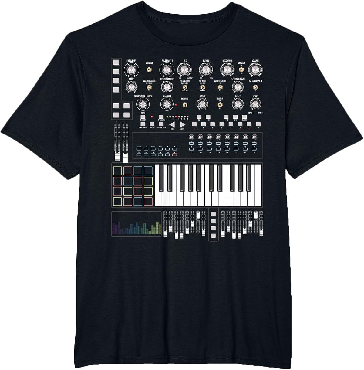 Electronic Music Synthesizer Techno Music DJ Producer T-Shirt - Black