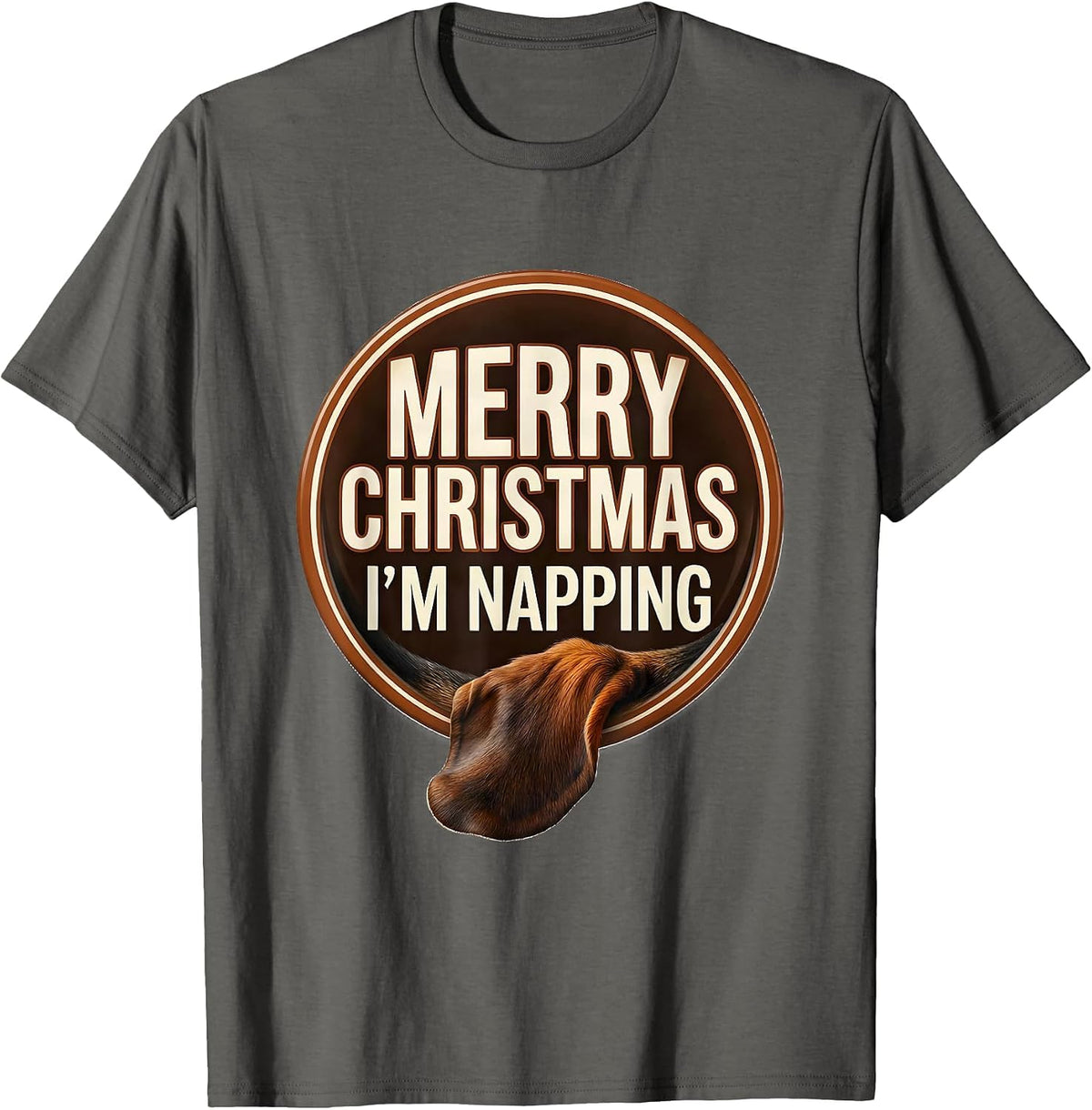 Merry Christmas I'm Napping Funny Basset Hound Dog Lover T-Shirt - Asphalt Grey