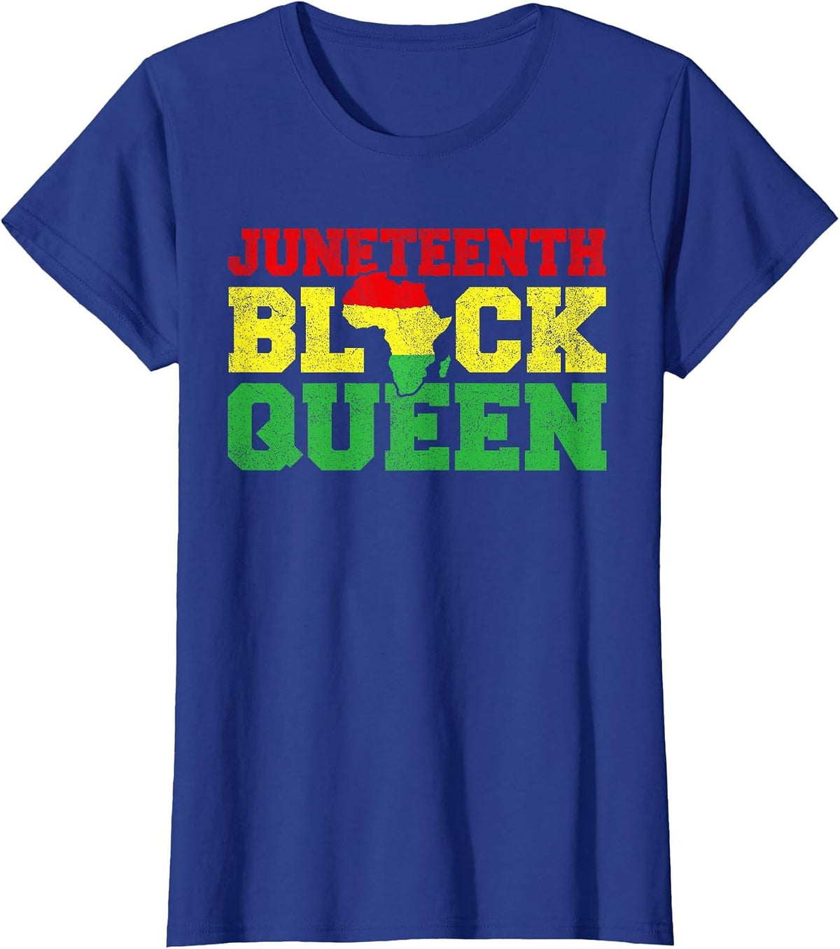 Juneteenth T Shirts Women Girls, Juneteenth Black Queen Map T-Shirt - Royal Blue