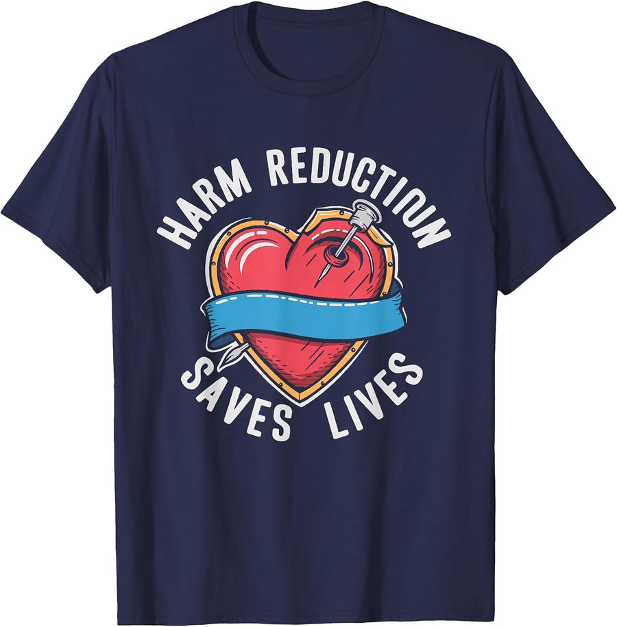Harm Reduction Saves Lives Mental Health Awareness Month Men T-Shirt - Navy Blue
