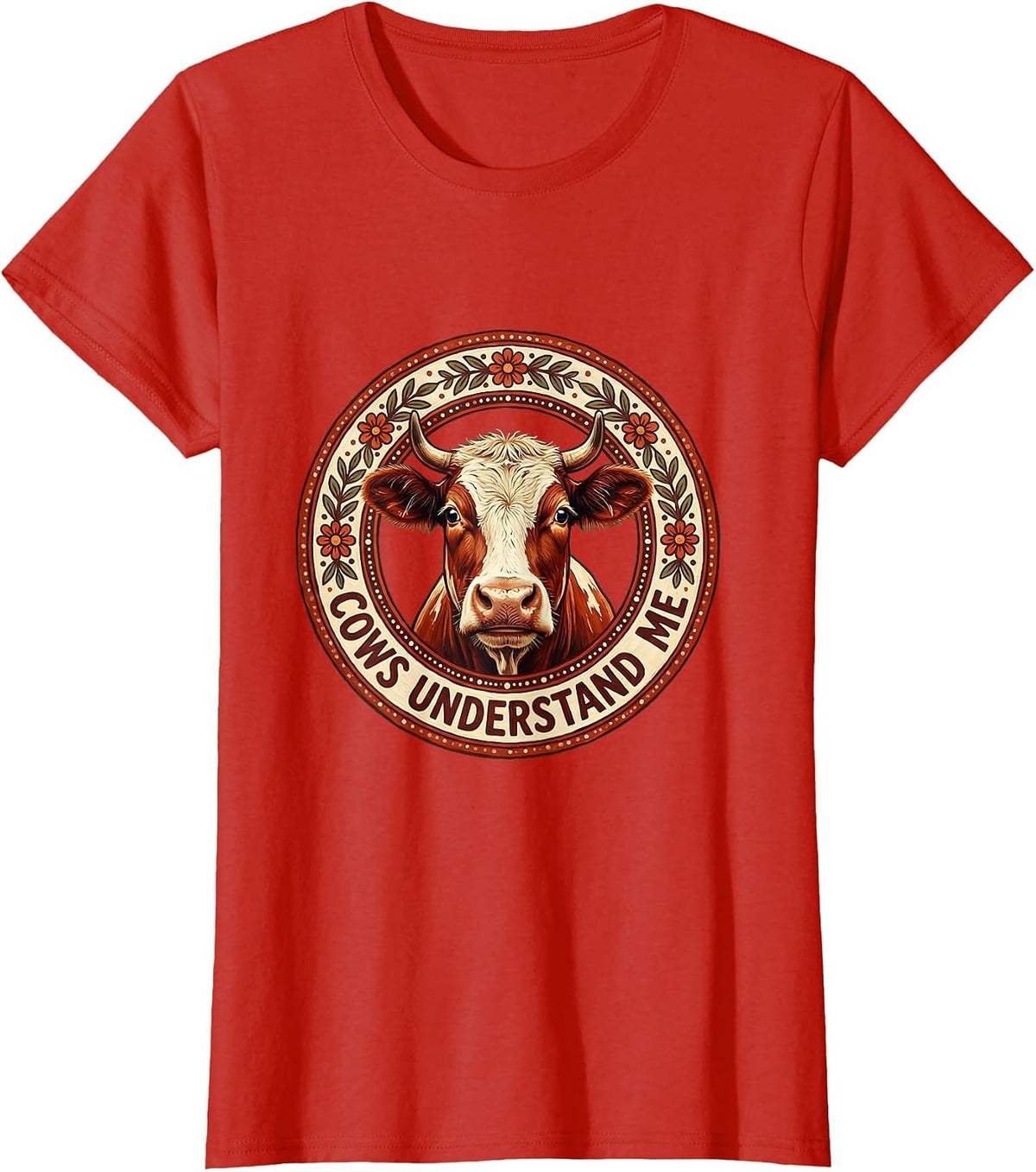 Cows Understand Me Funny Cow Lover Design T-Shirt - Red