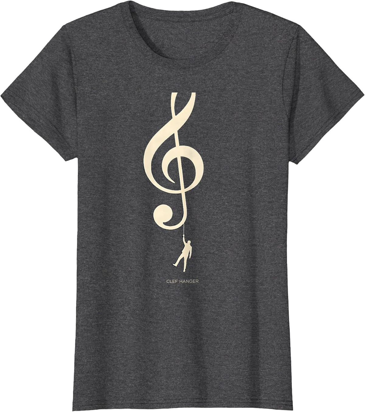 Women's Clef Hanger Funny Music Lover Musician Gift Humor T-Shirt - Dark Heather Grey