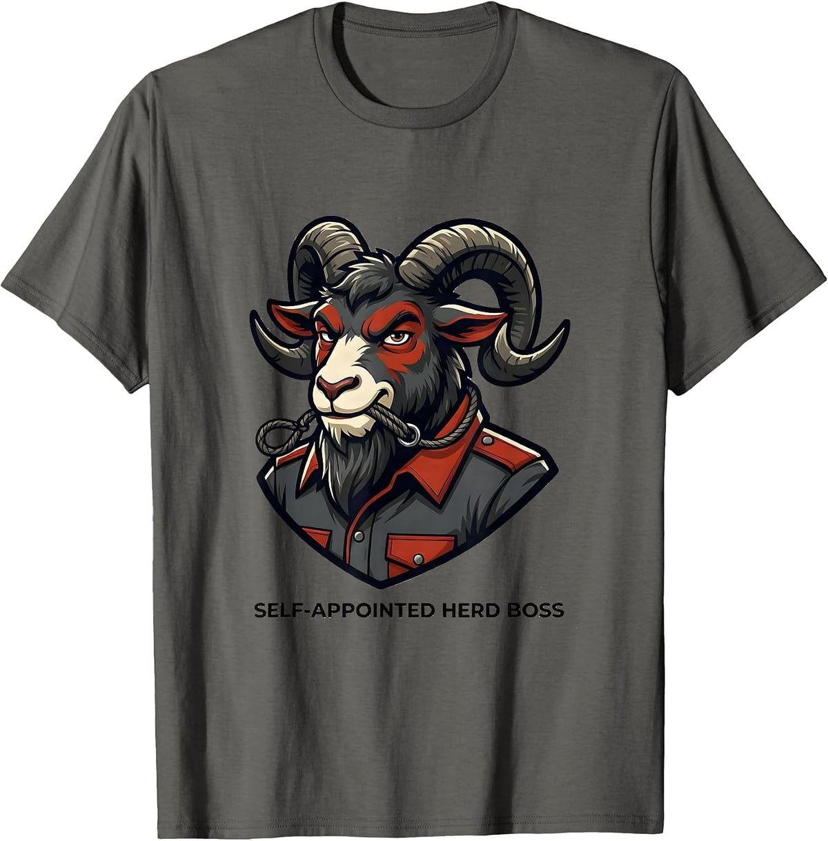 Self-Appointed Herd Boss Funny Goat Lover Farm Animal Humor T-Shirt - Asphalt Grey
