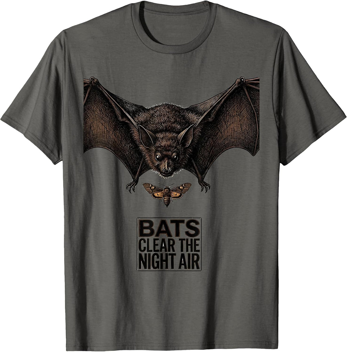 Men's Bats Clear The Night Air Vintage Bat Lover Halloween Nature T-Shirt - Asphalt Grey