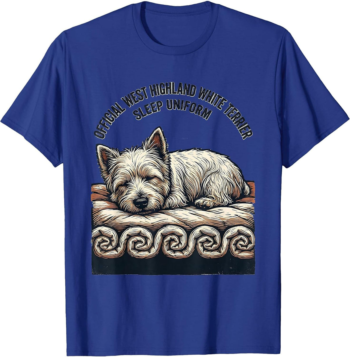 Official West Highland White Terrier Sleep Uniform Dog Lover T-Shirt - Royal Blue