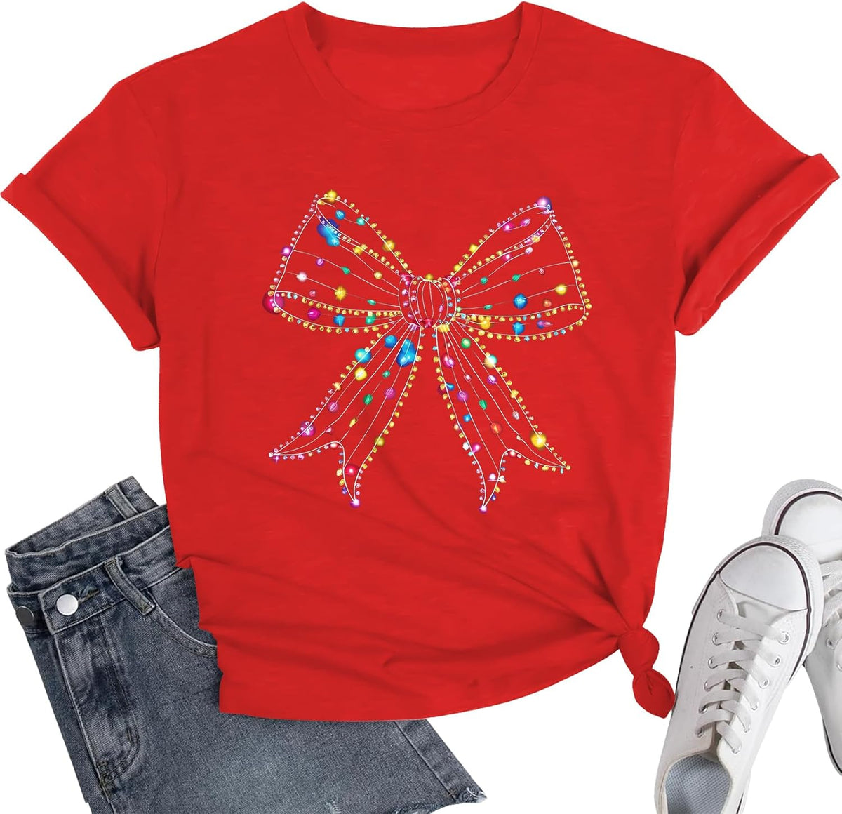 Cat Shirts for Women Butterfly Graphic Tops Dandelion T Shirt Womens Vacation T-Shirt Nature Lover Tee - Bow-red20