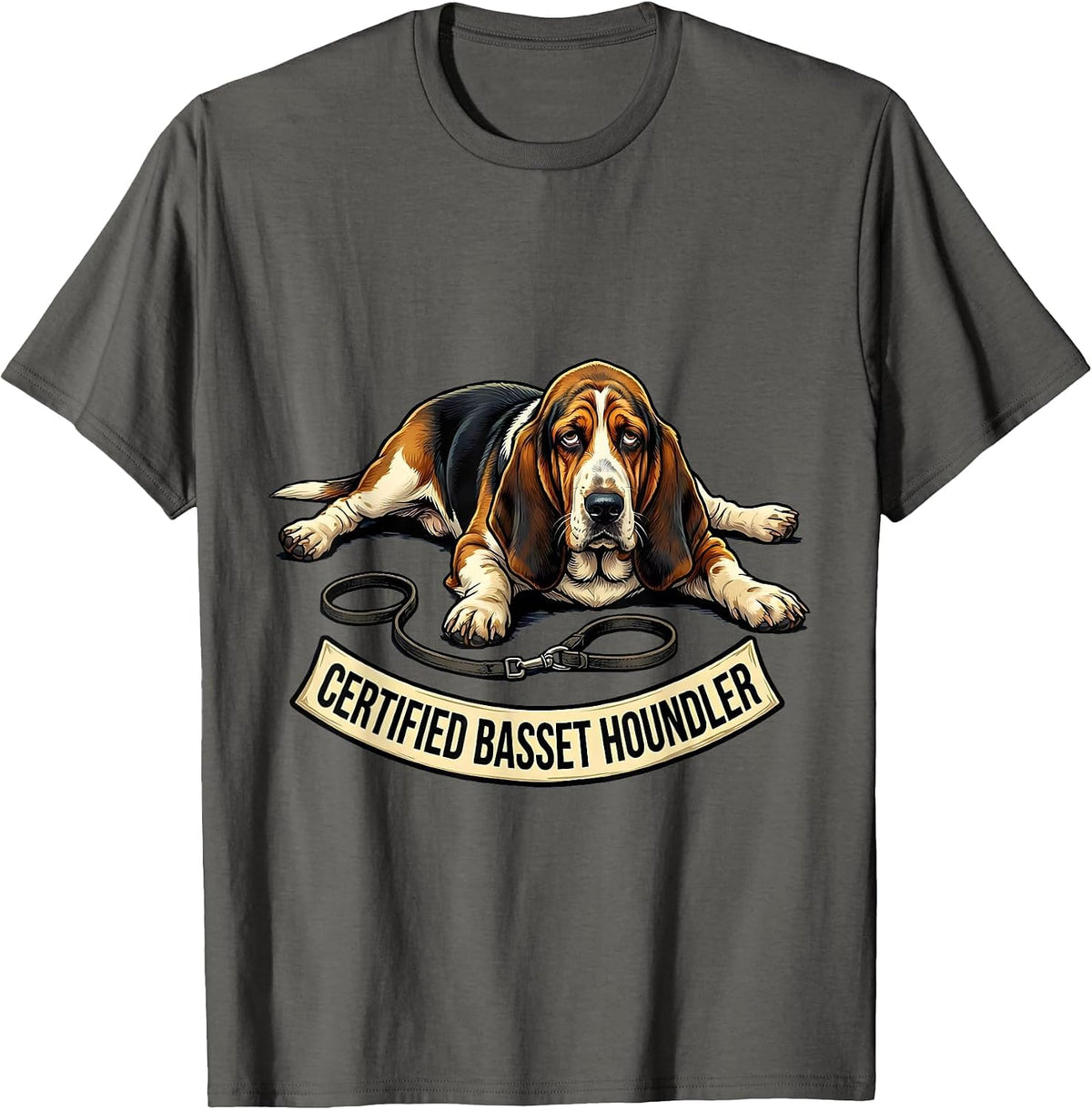 Men's Certified Basset Houndler Funny Dog Lover Gift T-Shirt - Asphalt Grey