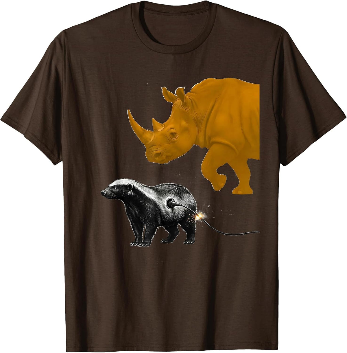 Men's Honey Badger Fearless Attitude Wildlife Humor Animal Lover T-Shirt - Brown
