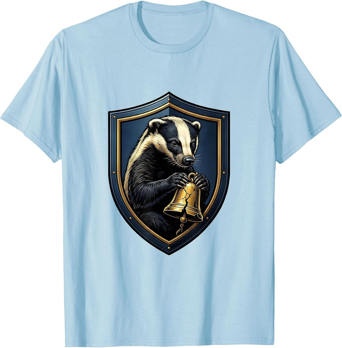 Men's Honey Badger Fearless Emblem Animal Lover Humor T-Shirt - Baby Blue