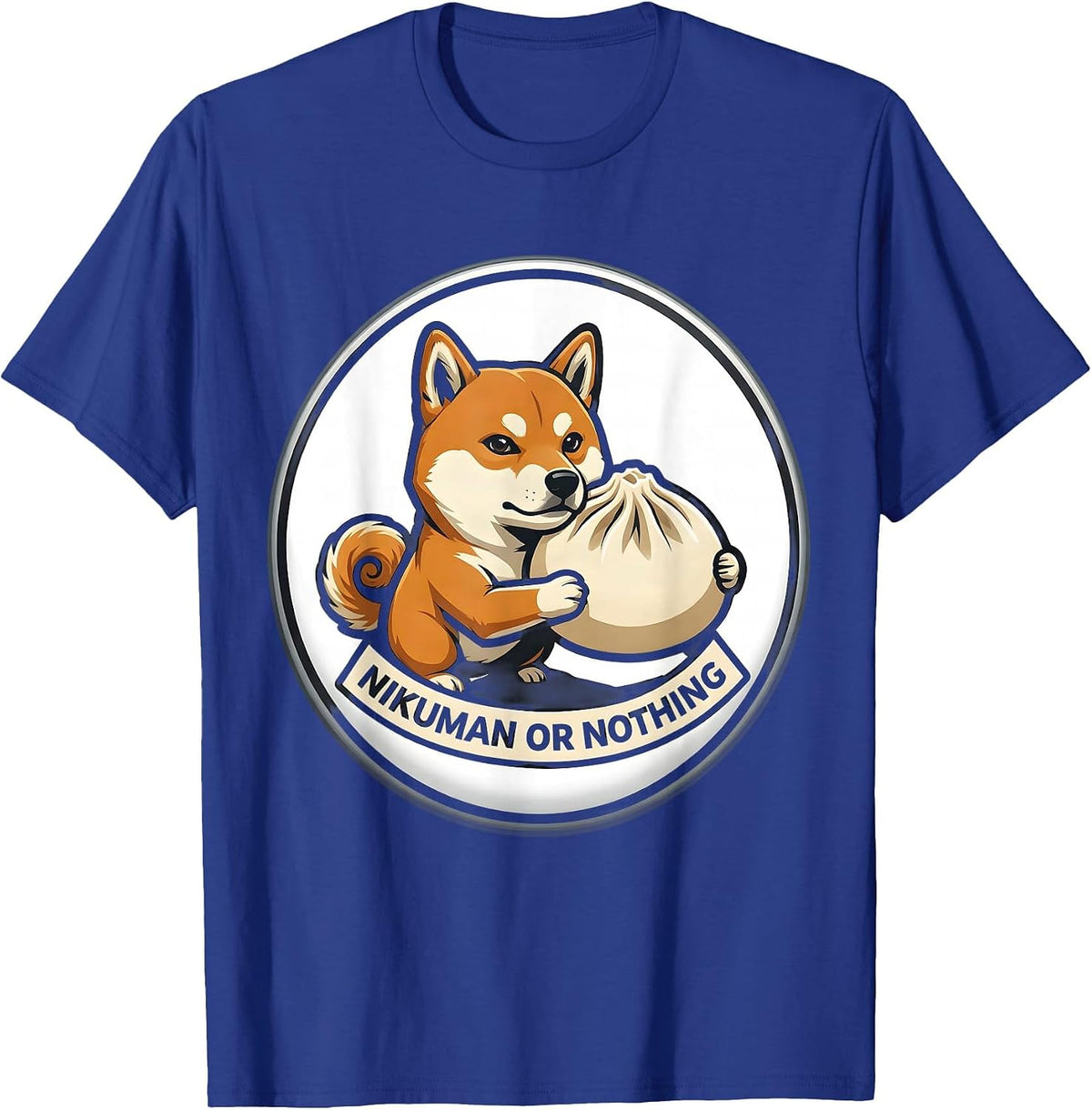 Men's Nikuman Or Nothing Kawaii Shiba Inu Dog Lover Anime Humor T-Shirt - Royal Blue