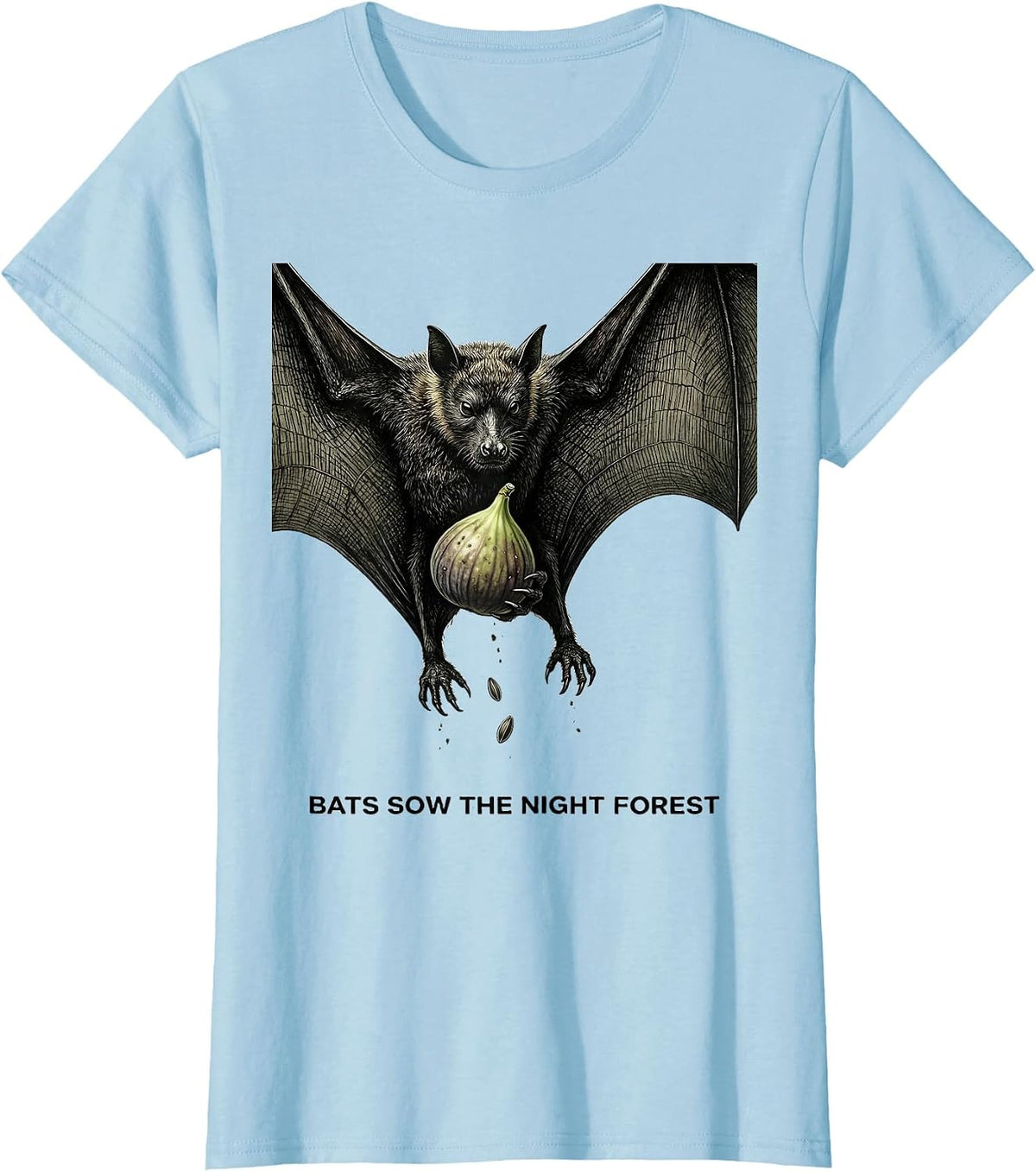 Bats Sow The Night Forest Vintage Bat Lover Halloween Nature T-Shirt - Baby Blue