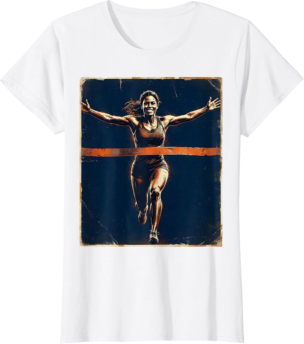 HBCU Track Athlete Breaking Finish Line Graphic T-Shirt - White