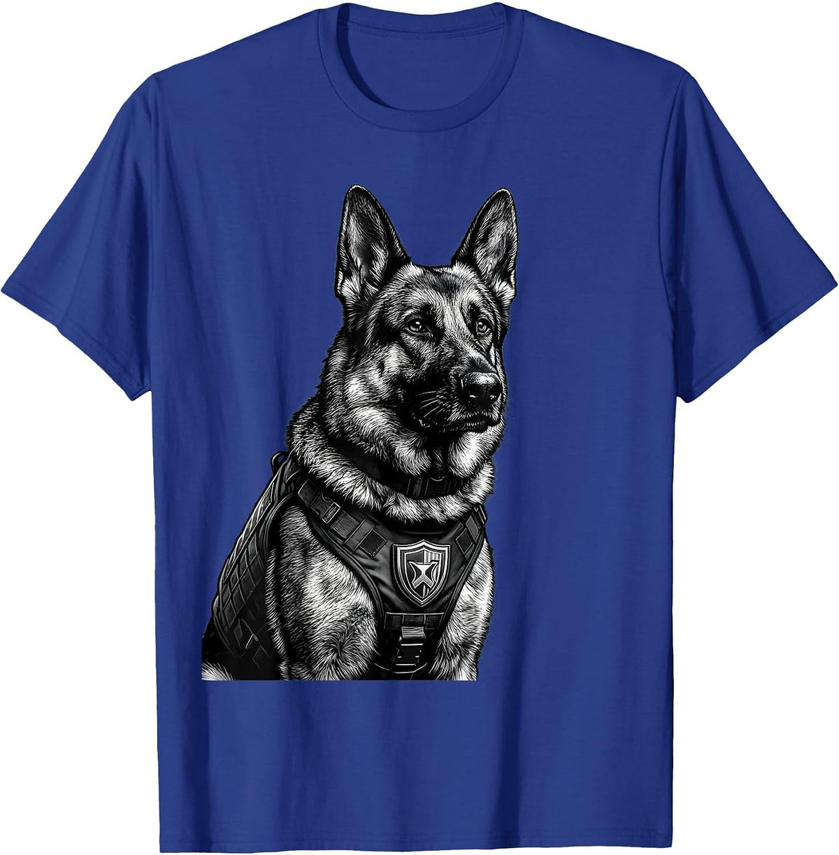 German Shepherd Police Dog Illustration T-Shirt - Royal Blue