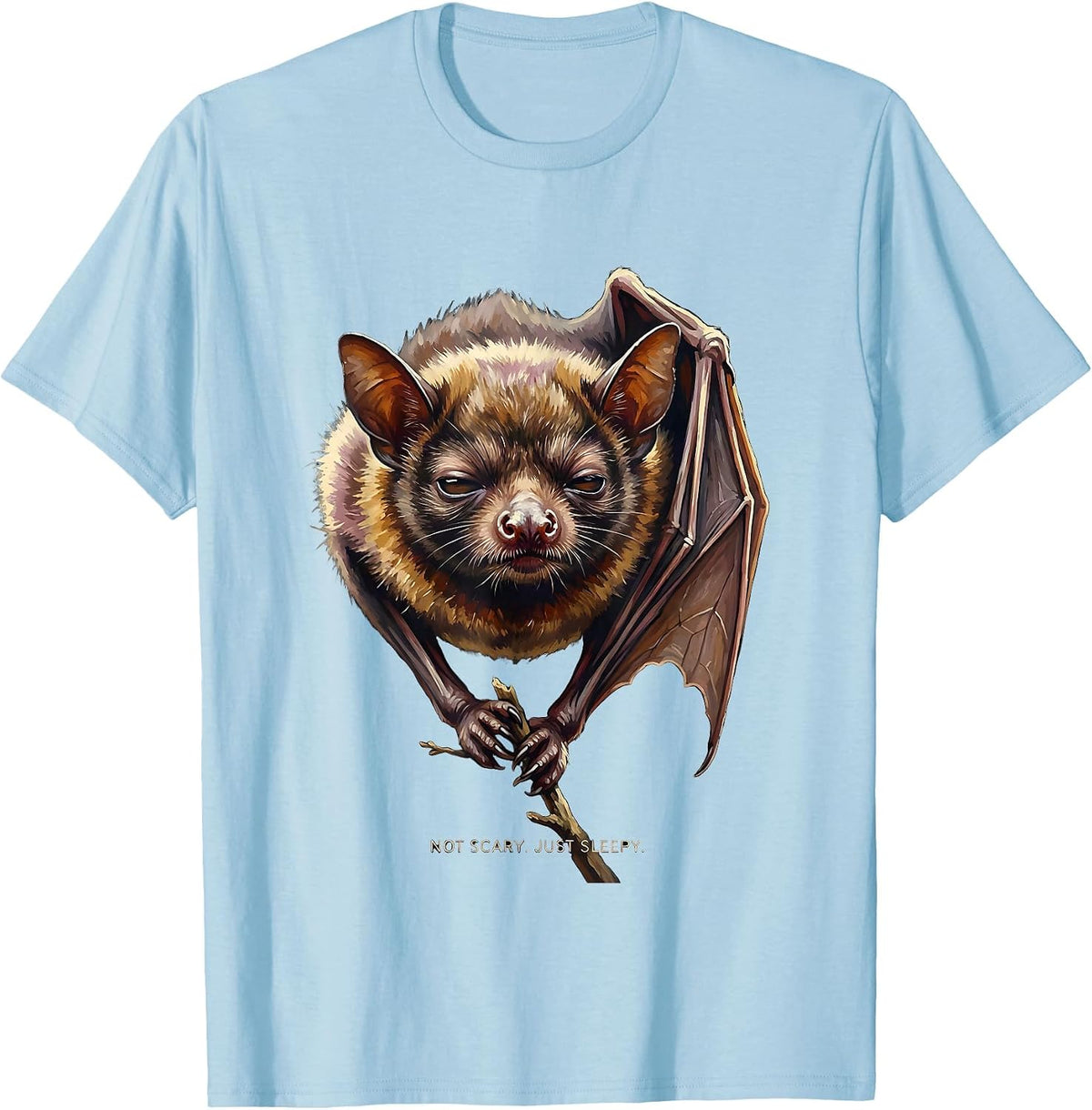 Men's Not Scary Just Sleepy Vintage Bat Lover Halloween Nature T-Shirt - Baby Blue