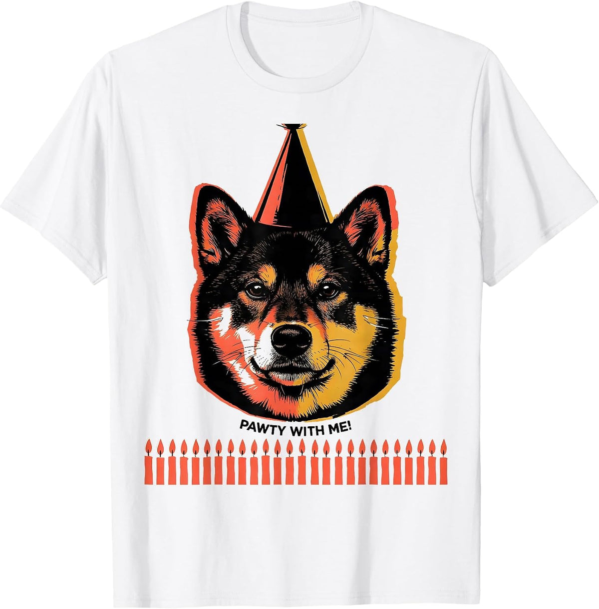 Men's Pawty With Me! Cute Dog Birthday Party Kids Fun T-Shirt - White
