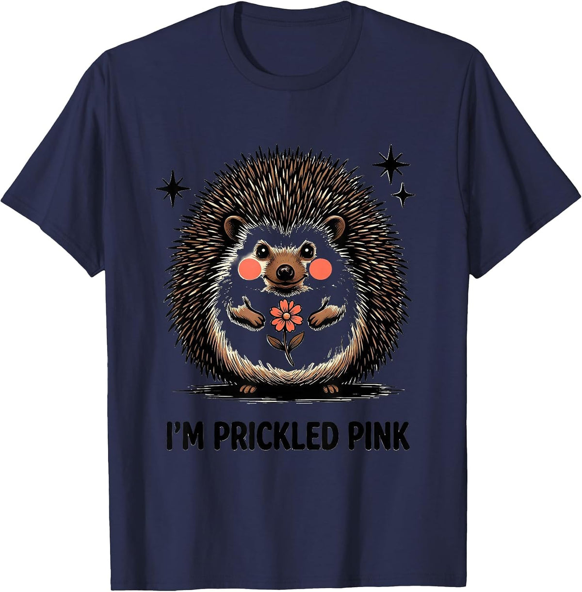 I’m Prickled Pink Cute Hedgehog Lover Cartoon Humor T-Shirt - Navy Blue