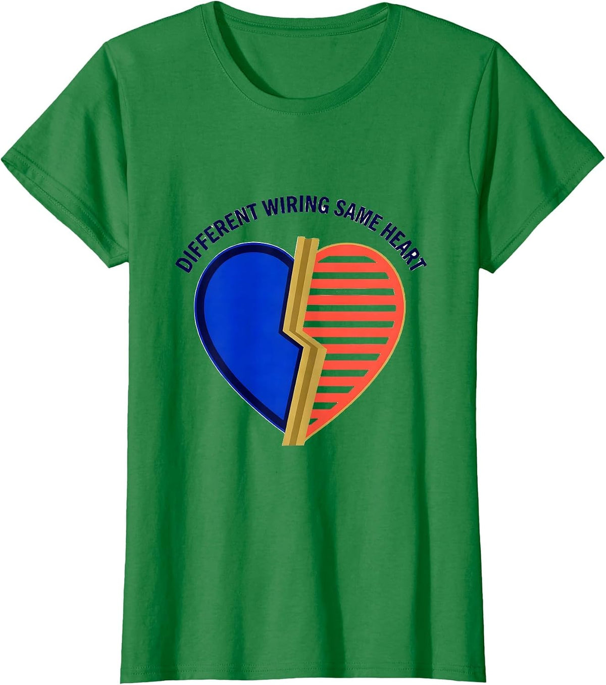 Different Wiring Same Heart Neurodiversity Design T-Shirt - Kelly Green