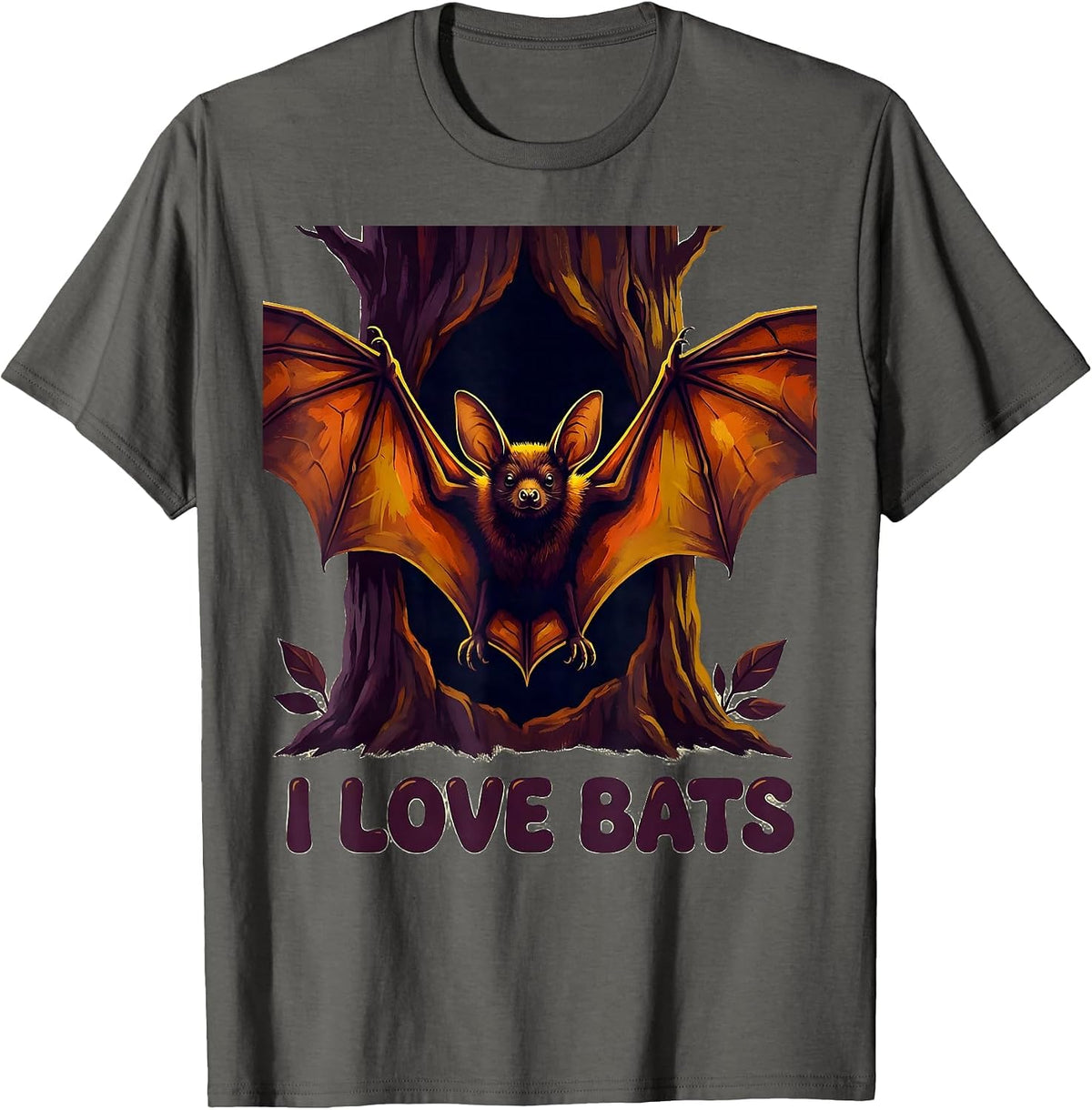 Men's I Love Bats Funny Bat Lover Wildlife Conservation Gothic T-Shirt - Asphalt Grey
