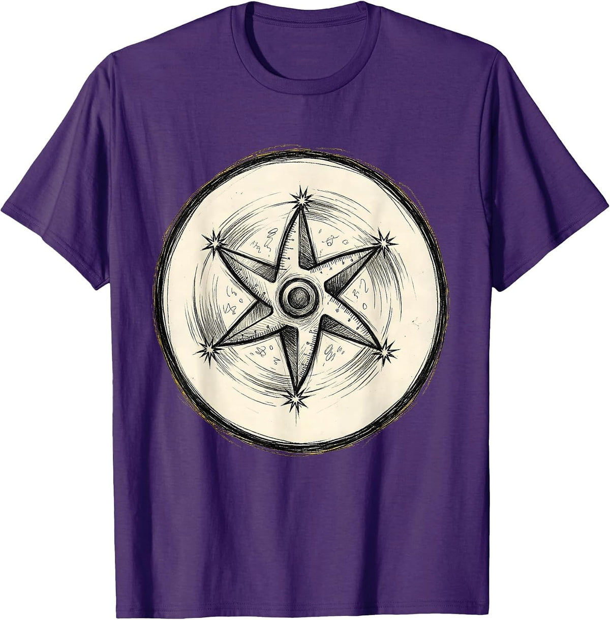 Men's Funny Teacher Ninja Protractor Spinning Star T-Shirt - Purple