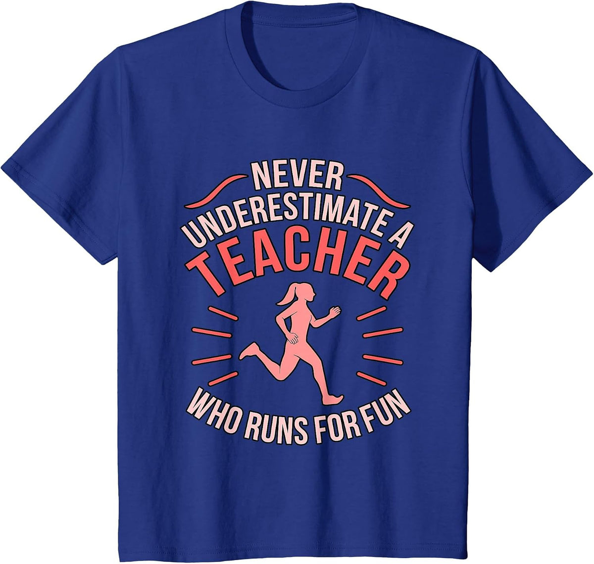 Teacher Who Runs Half Marathon Runner Running Lover Graphic T-Shirt - Royal Blue