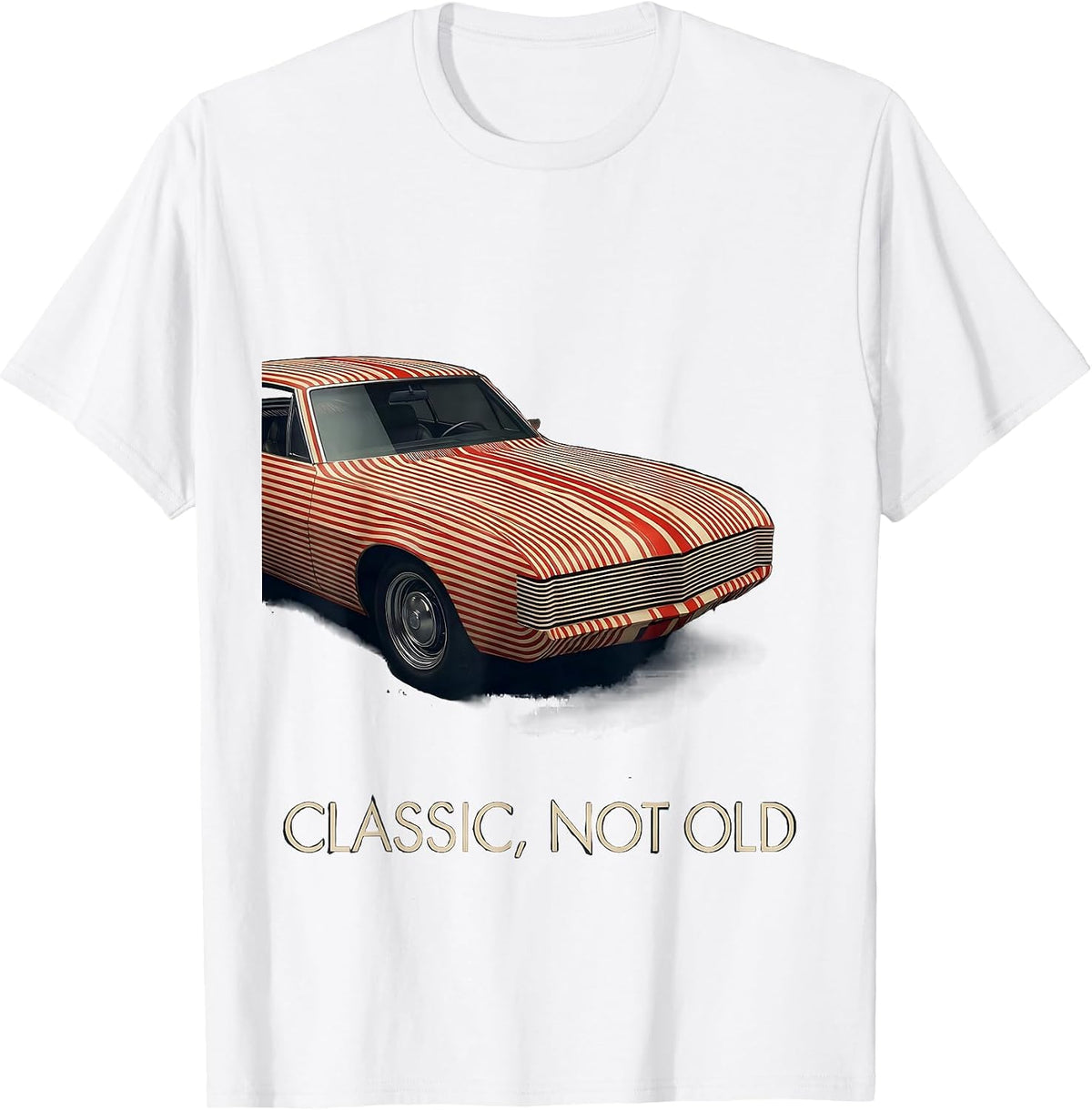 Men's Classic Not Old Vintage Drag Coupe Racing Enthusiast Car T-Shirt - White