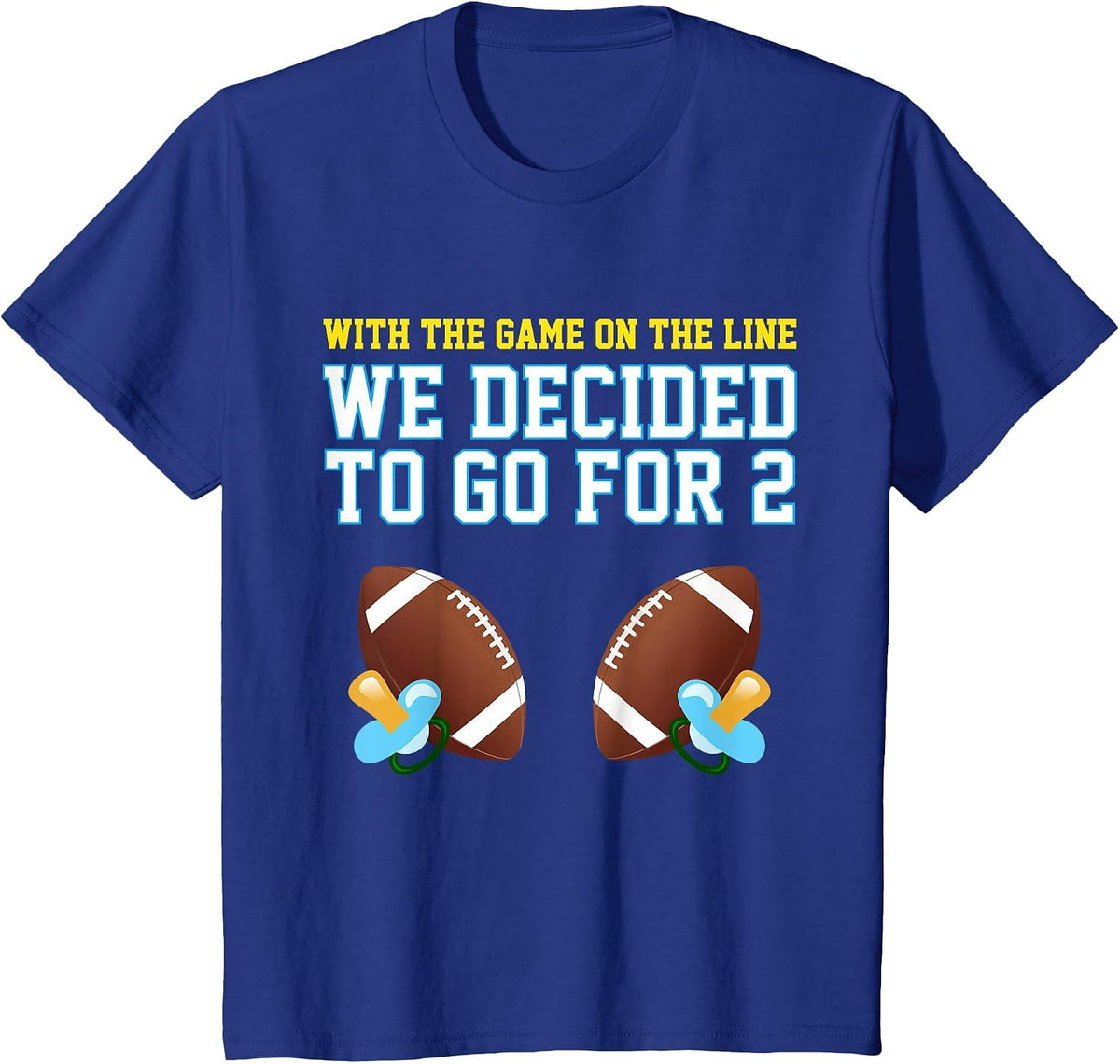 Dad of Twins Tshirt: Mom of Twins Tshirt: Football Tee T-Shirt - Royal Blue