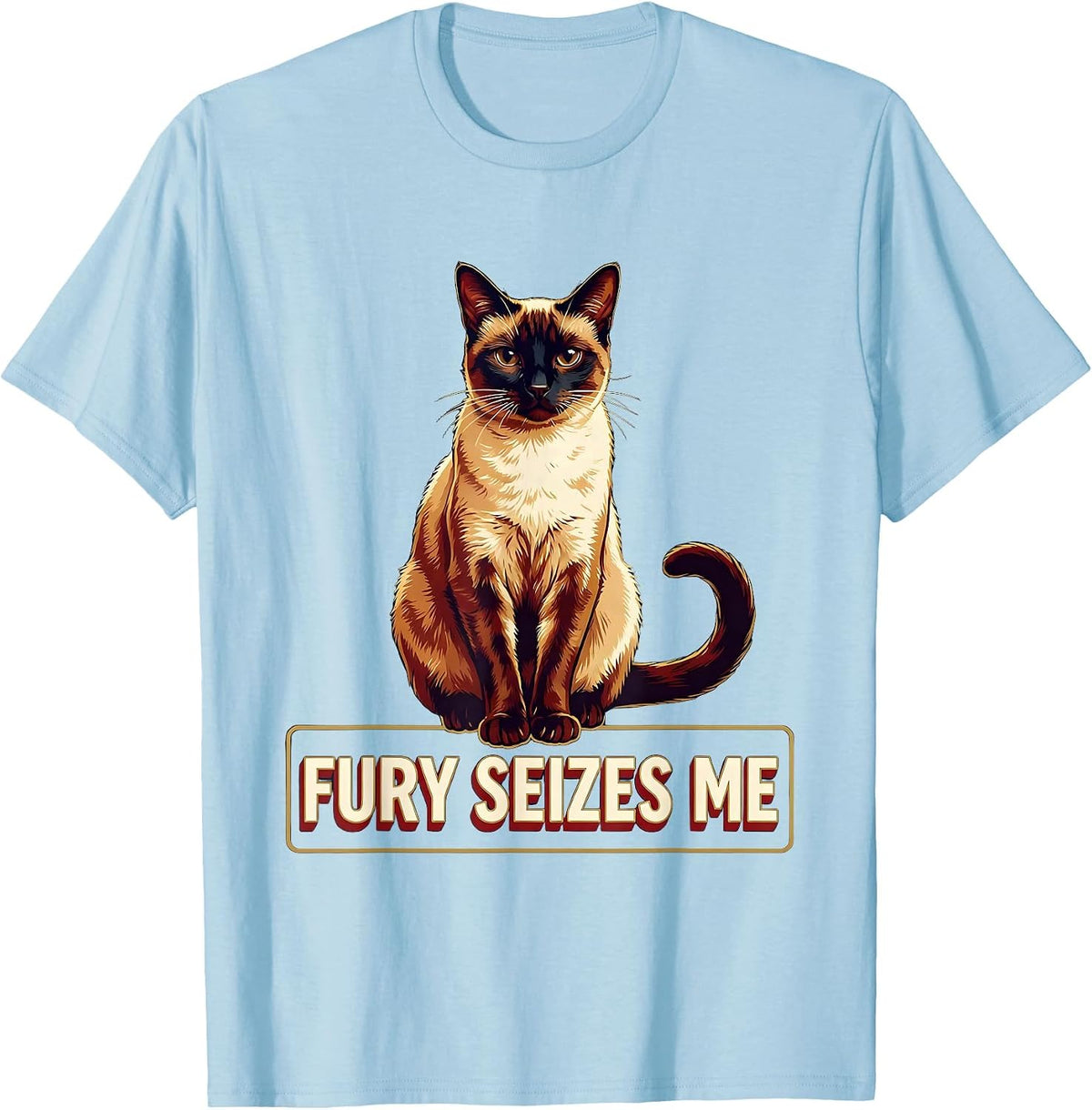 Men's Fury Seizes Me Funny Siamese Cat Meme Sarcastic T-Shirt - Baby Blue