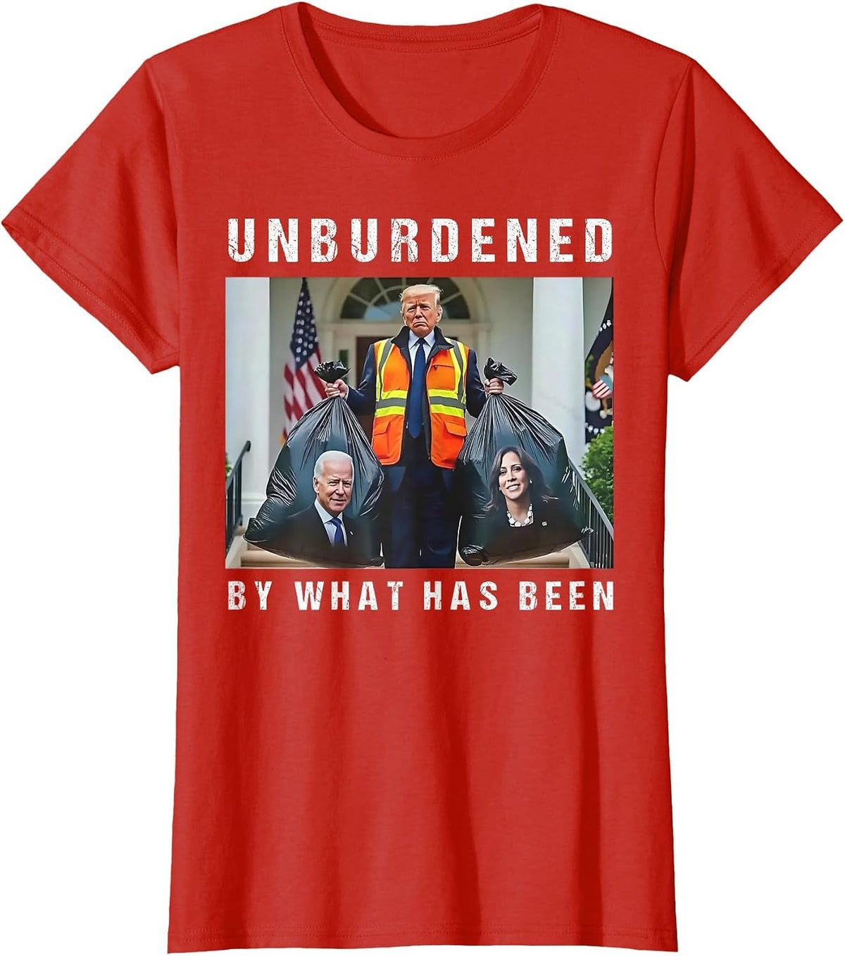 Unburdened by What Has Been Funny Trump Biden Kamala T-Shirt - Red