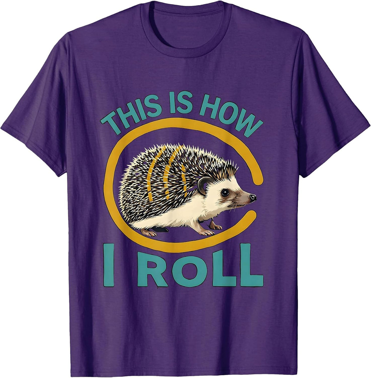 Men's This Is How I Roll Midcentury Modern Hedgehog Lover Animal T-Shirt - Purple