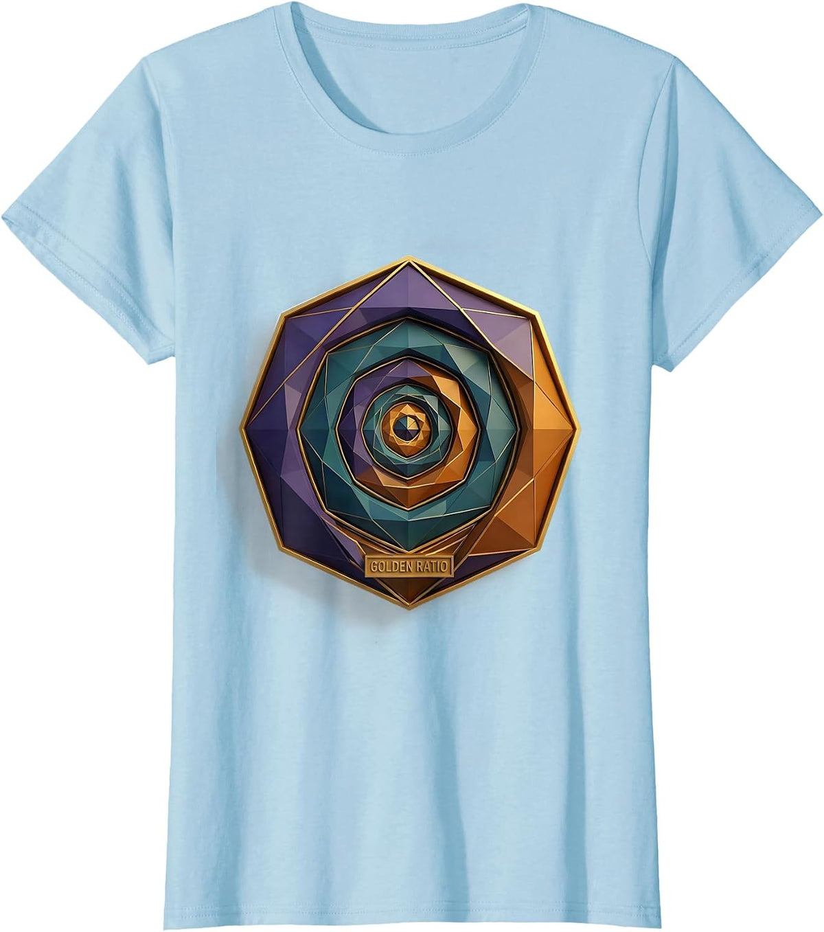 Women's Golden Ratio Low Poly Sacred Geometry Math Enthusiast T-Shirt - Baby Blue