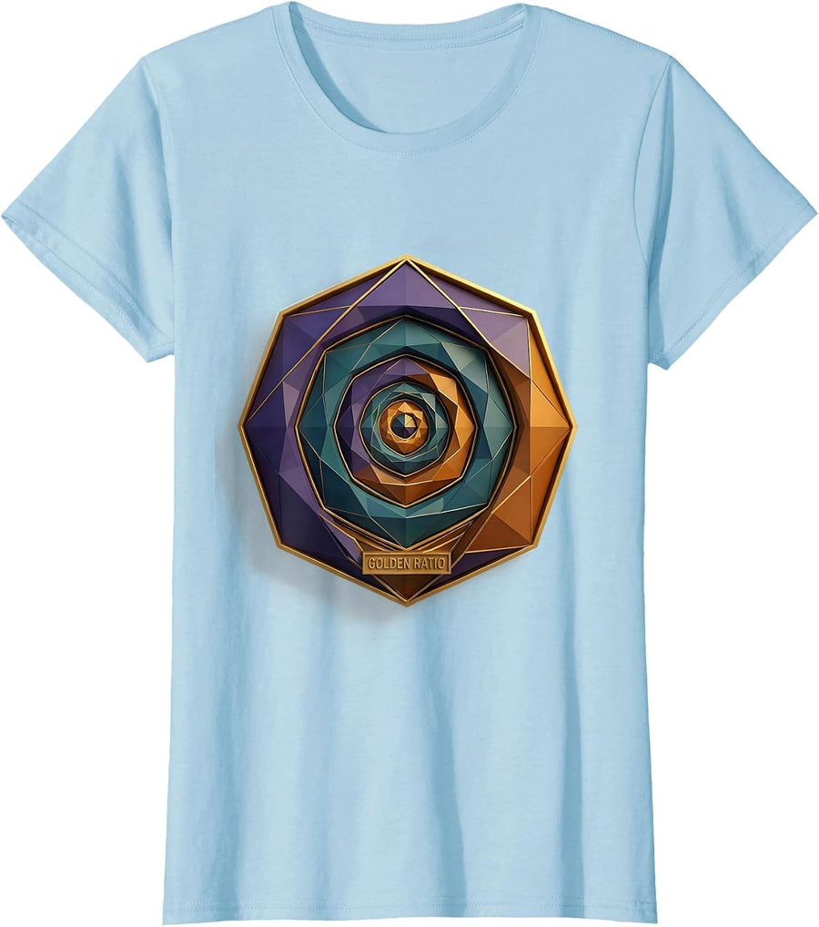 Women's Golden Ratio Low Poly Sacred Geometry Math Enthusiast T-Shirt - Baby Blue