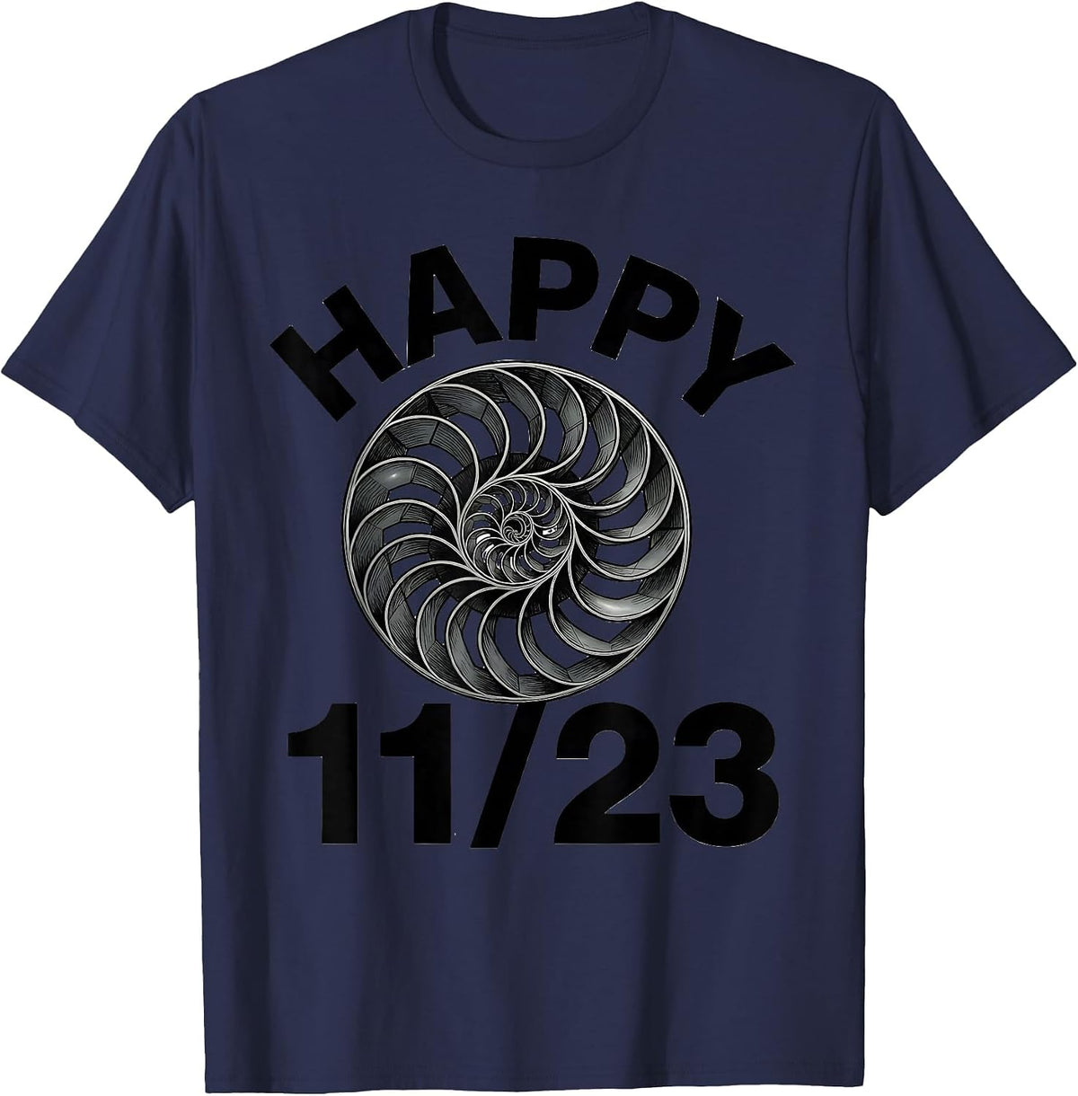 Happy 11/23 Fibonacci Golden Ratio Sacred Geometry Math T-Shirt - Navy Blue