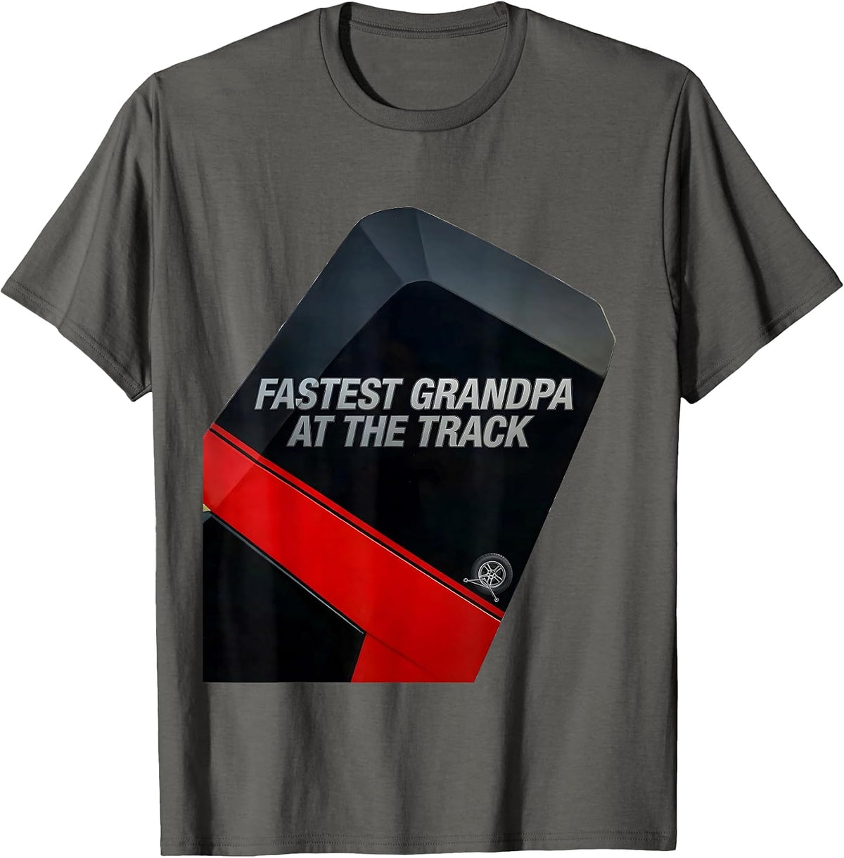 Fastest Grandpa At The Track Racing Livery Grandpa Gift T-Shirt - Asphalt Grey