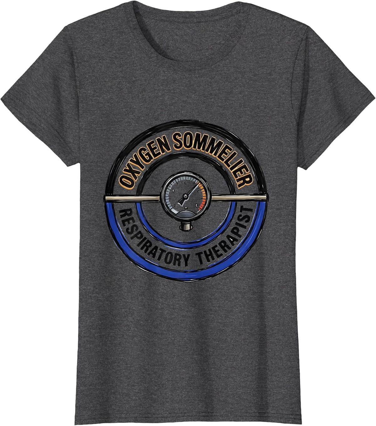 Women's Oxygen Sommelier Respiratory Therapist Occupational Pride T-Shirt - Dark Heather Grey