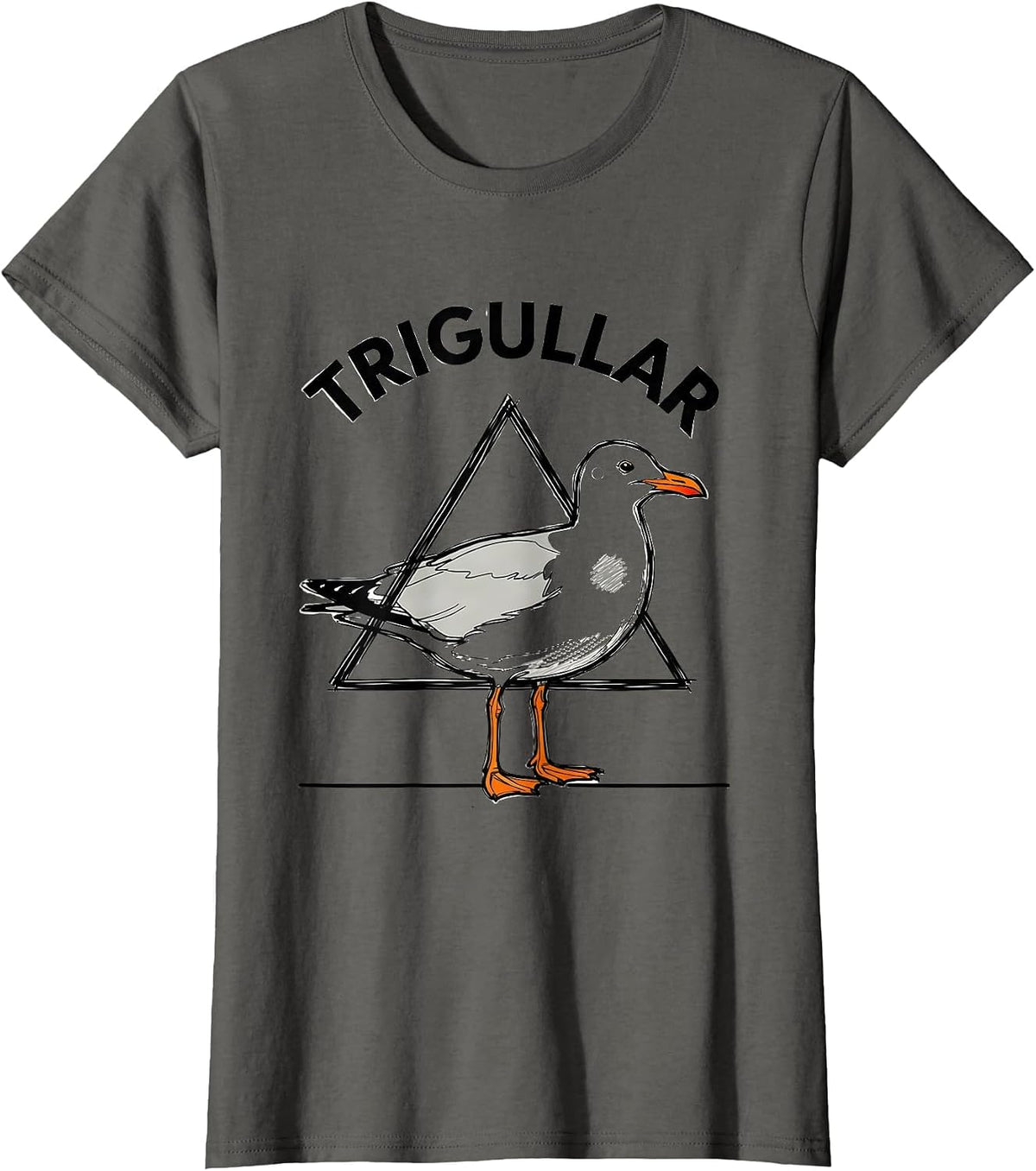 Women's TriGullar Funny Triangle Seagull Bird Pun Math Teacher Humor T-Shirt - Asphalt Grey