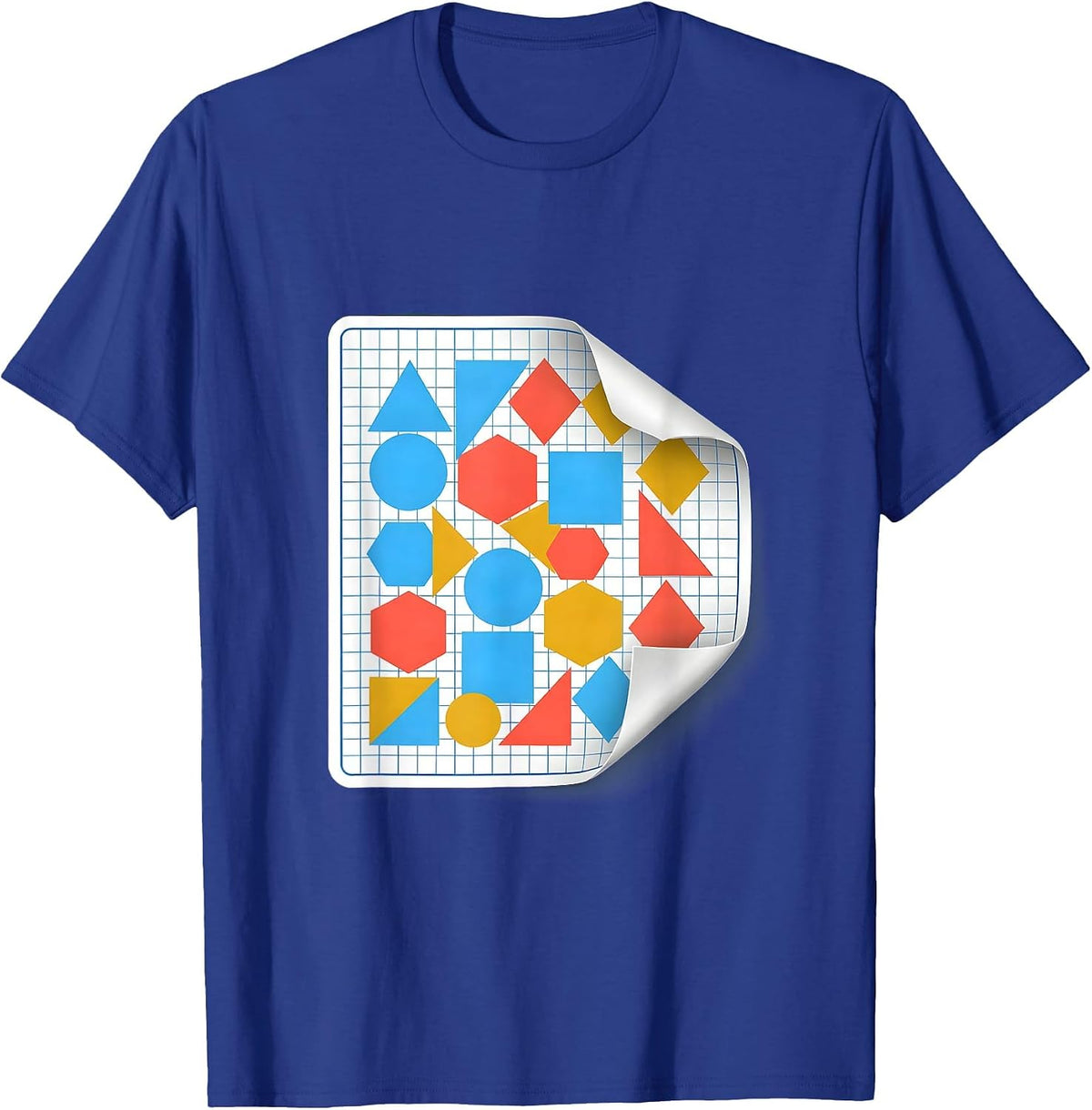 Geometric Shapes Graph Paper Math Teacher Design T-Shirt - Royal Blue