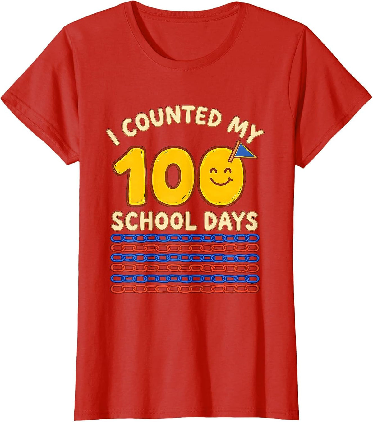 Women's I Counted My 100 School Days Playful Kids Math Day T-Shirt - Red