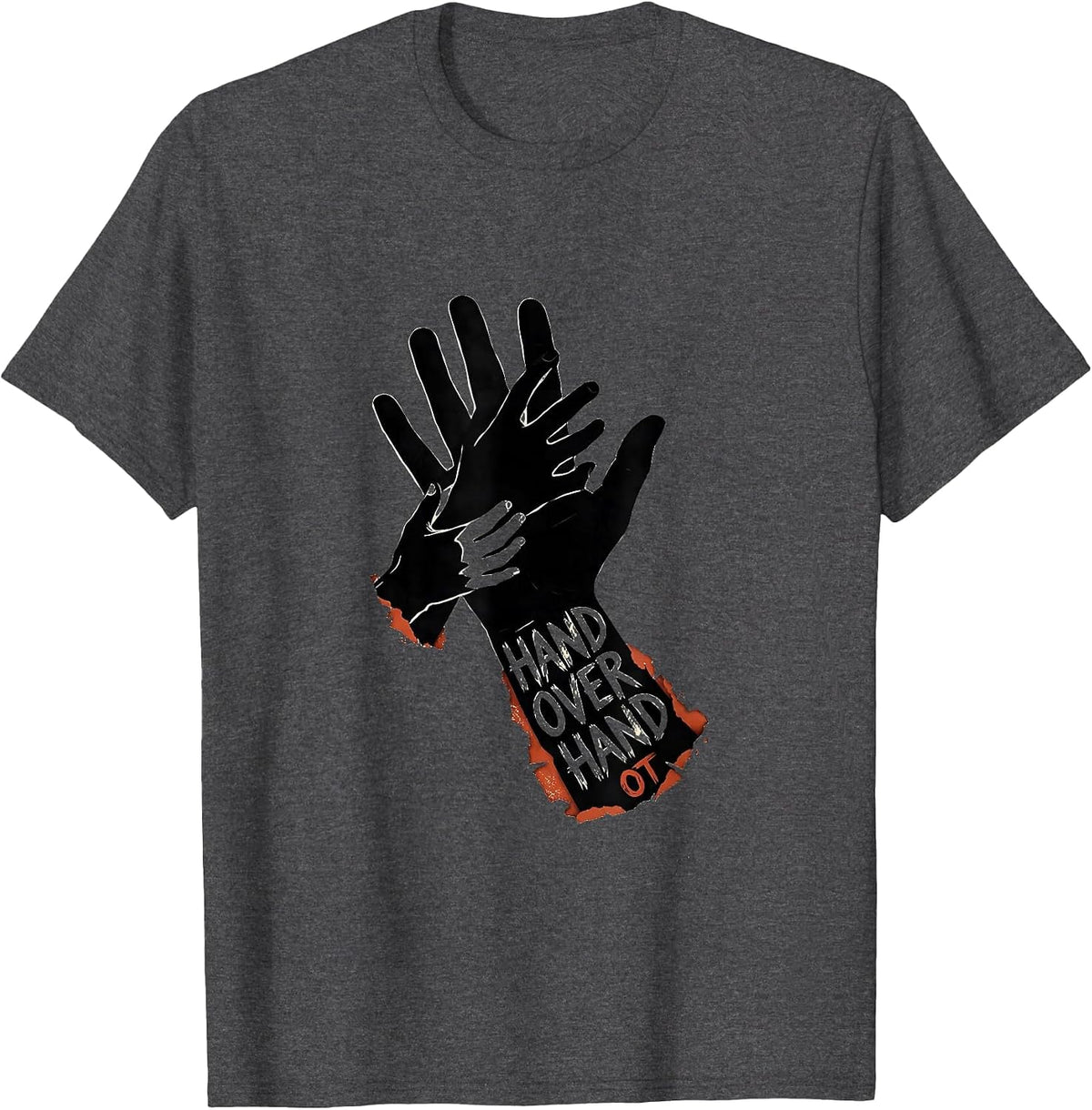 HAND OVER HAND, OT Occupational Therapy Valentine Candy T-Shirt - Dark Heather Grey