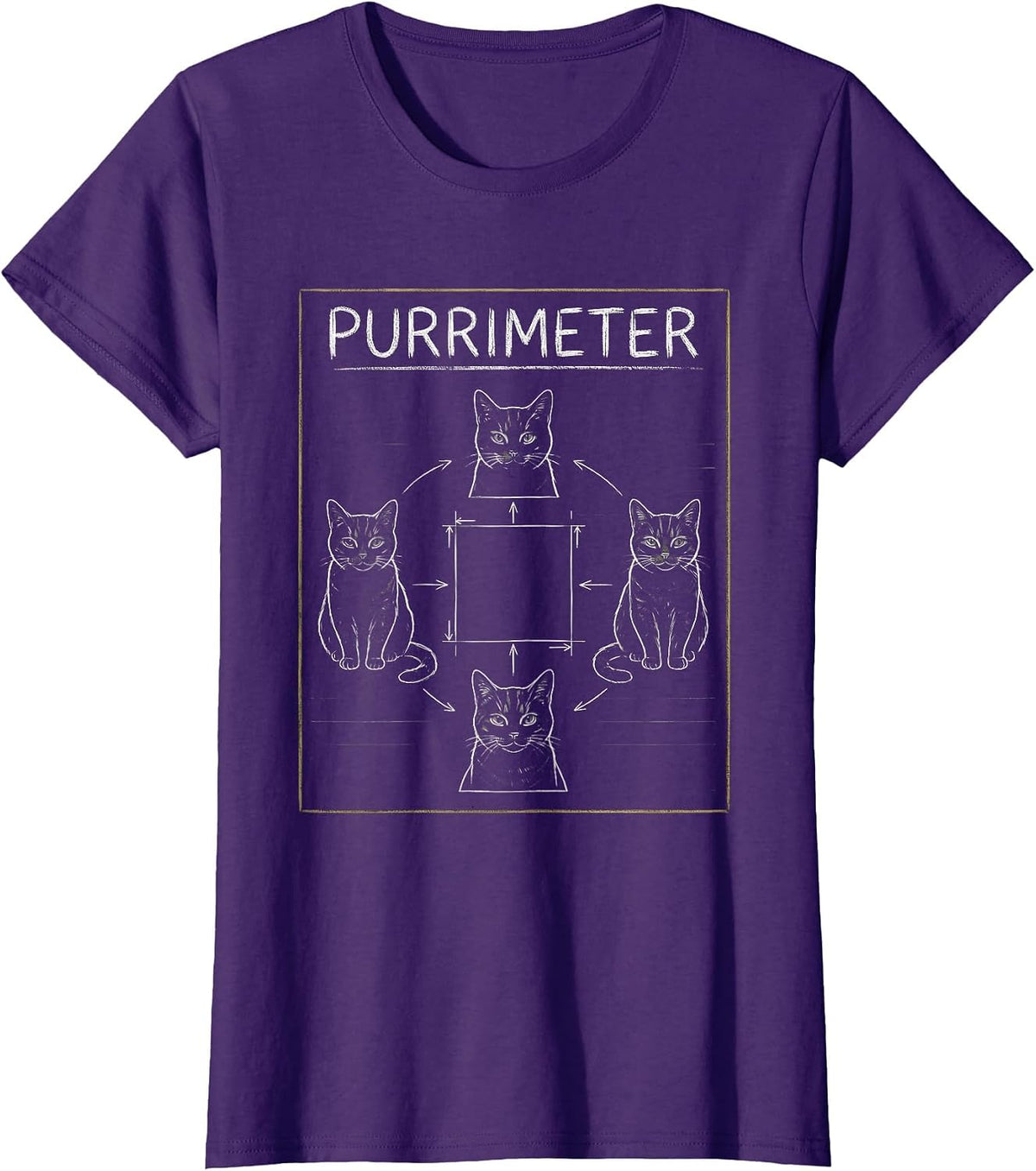 Women's Purrimeter Cat Geometry Math Funny Science Teacher Student T-Shirt - Purple