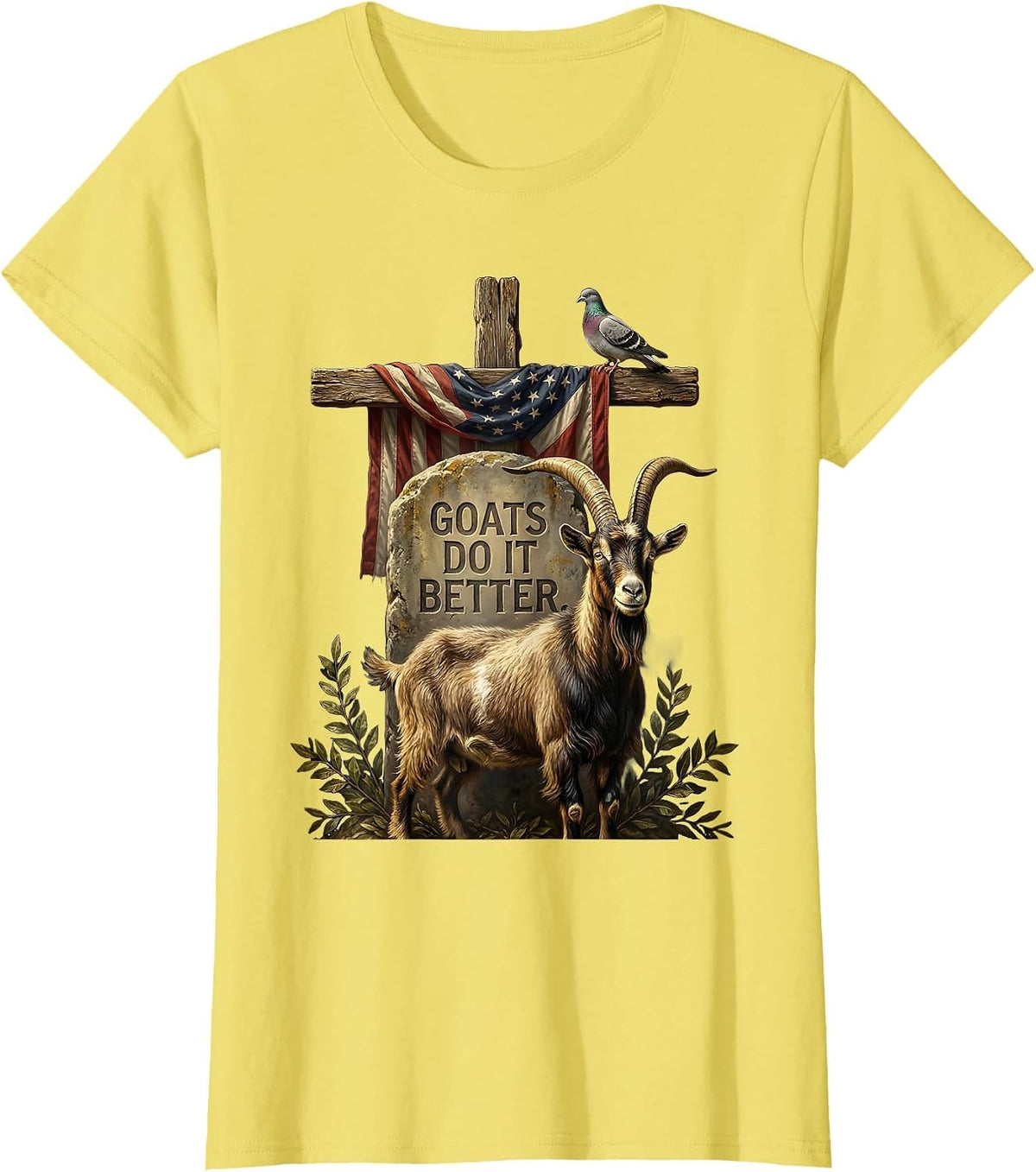 Women's Goats Do It Better Funny Goat Design T-Shirt - Lemon Yellow