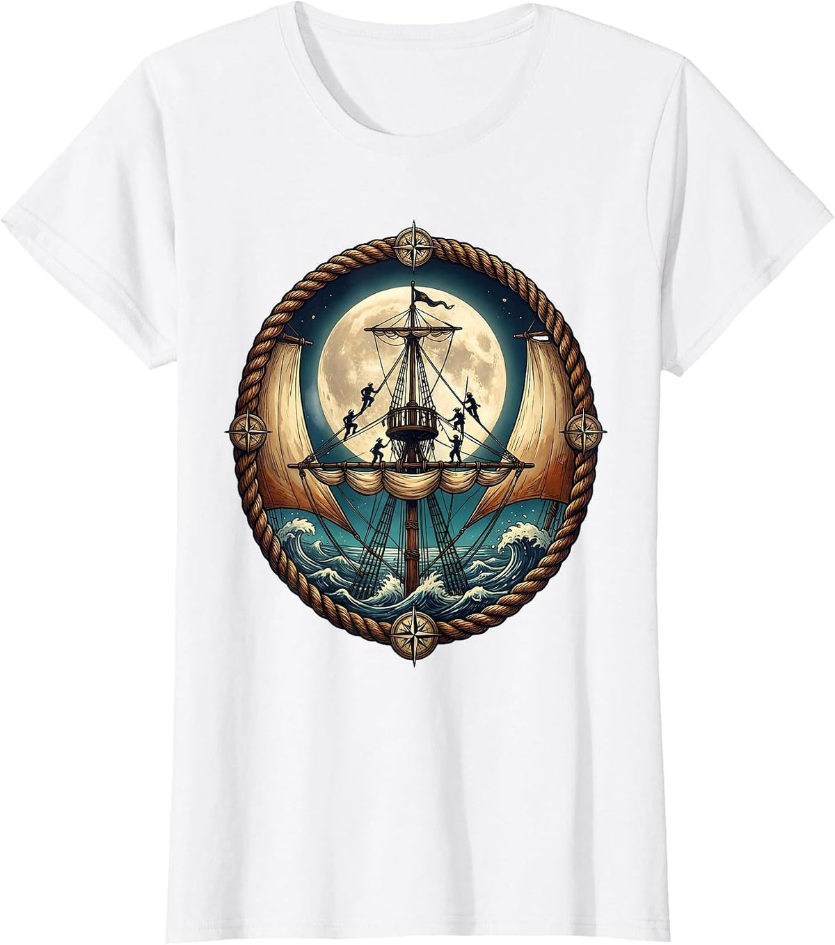 Tall Ship Rigging Climbers Nautical Sailing Crew T-Shirt - White